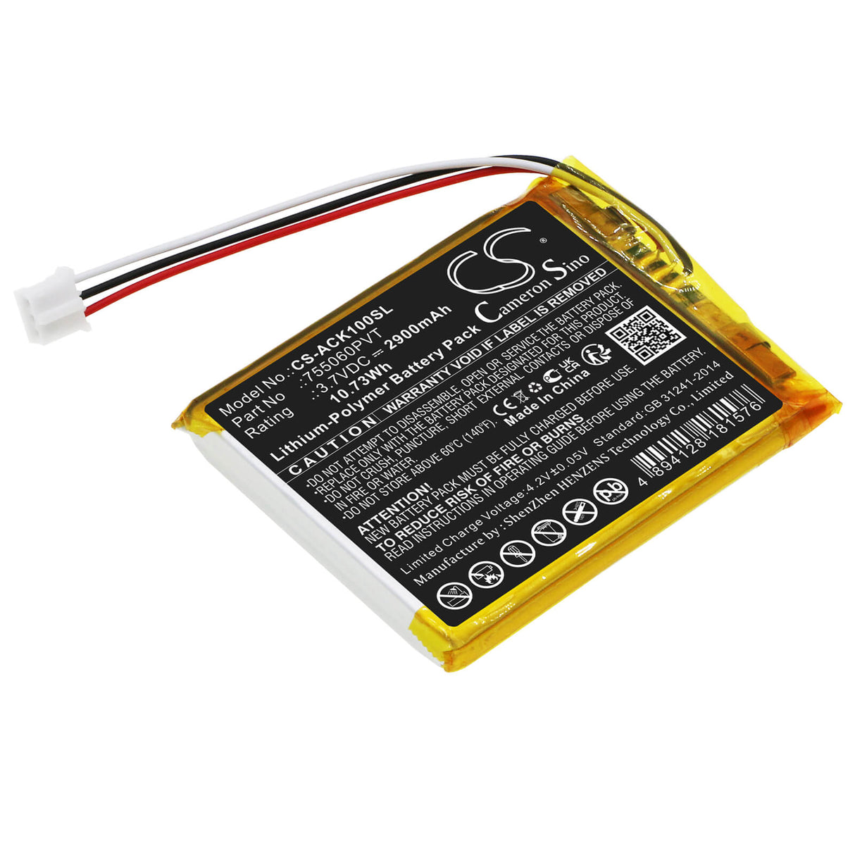 3.7V, Li-Polymer, 2900mAh, Diagnostic Scanner battery fits Autokeysprotool, 755060pvt, Ck-100, 10.73Wh Diagnostic Scanner Cameron Sino Technology Limited