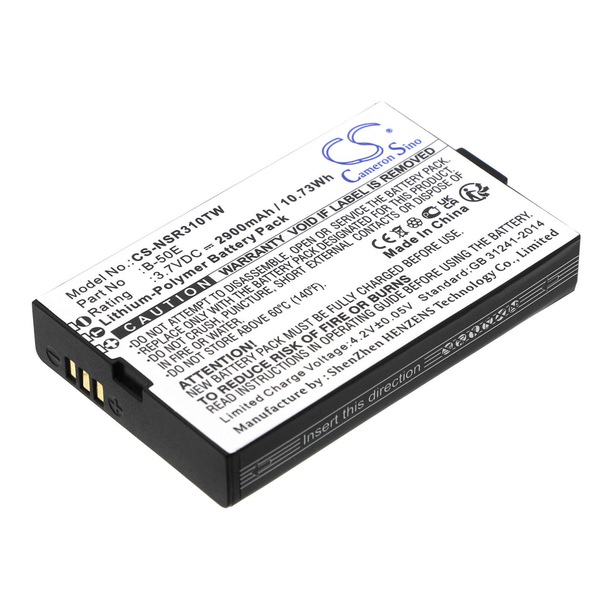 3.7V, Li-Polymer, 2900mAh, Two-Way Radio battery fits Inrico, B-50e, T310, 10.73Wh Two-Way Radio Cameron Sino Technology Limited