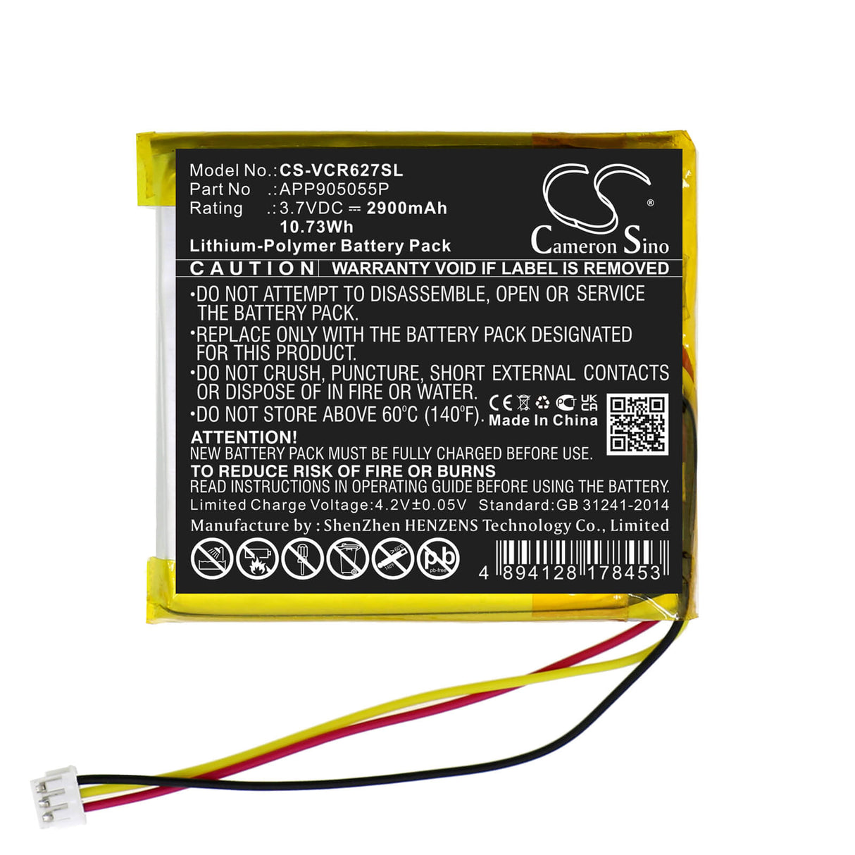 3.7v, Li-polymère, 2900mah, Batterie Amplificateur Compatible Venturecraft, R627, 10.73wh Amplificateur Cameron Sino Technology Limited