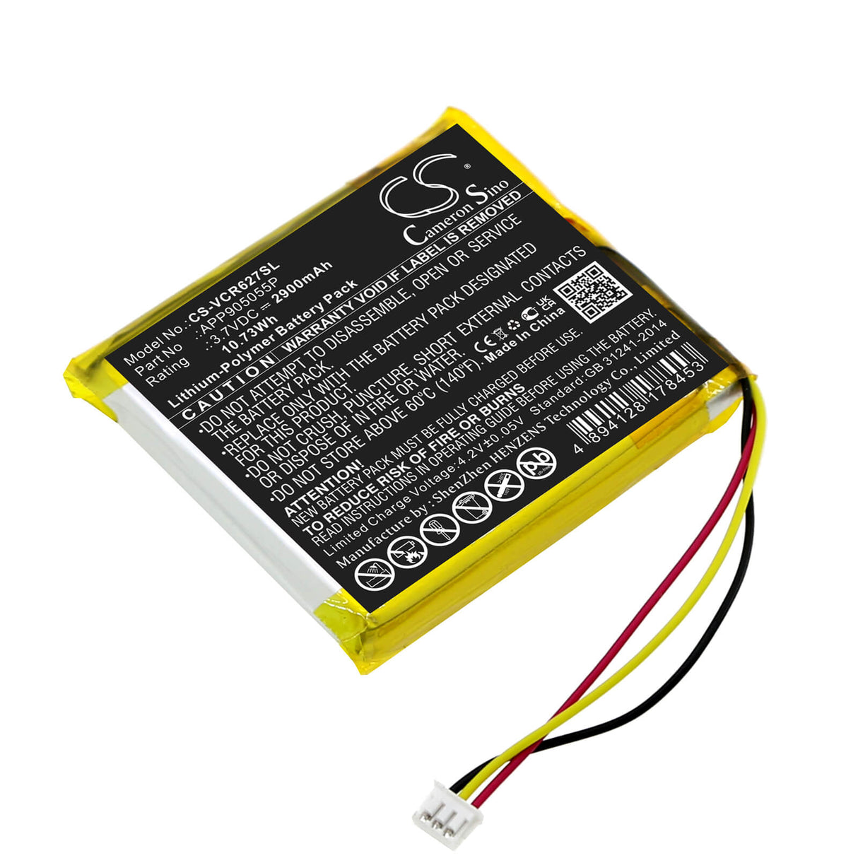 3.7v, Li-polymère, 2900mah, Batterie Amplificateur Compatible Venturecraft, R627, 10.73wh Amplificateur Cameron Sino Technology Limited