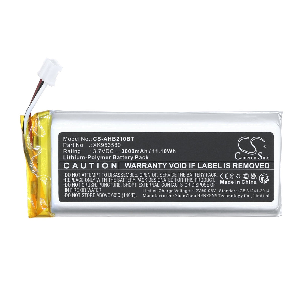 3.7V, Li-Polymer, 3000mAh, Alarm Battery Fits Ajax, Aj-hub2-4g-w/b,11.10Wh Alarm System Cameron Sino Technology Limited