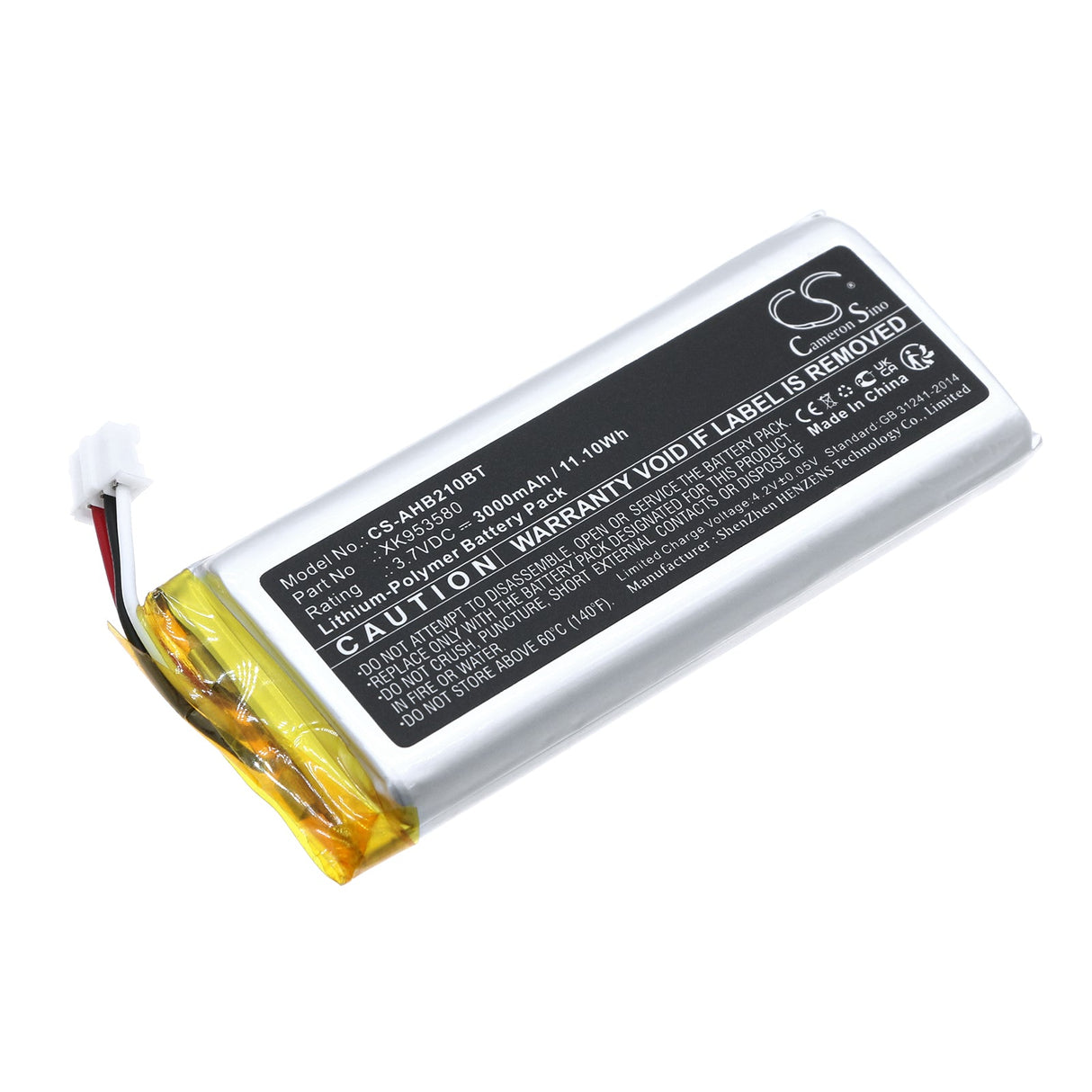 3.7V, Li-Polymer, 3000mAh, Alarm Battery Fits Ajax, Aj-hub2-4g-w/b,11.10Wh Alarm System Cameron Sino Technology Limited
