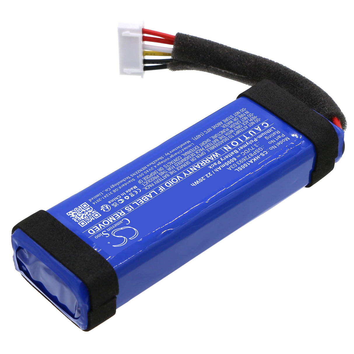 3.7V, Li-Polymer, 6000mAh, Batterie de haut-parleur compatible avec Harman/kardon, Allure Portable, 22.20Wh Haut-parleur Cameron Sino Technology Limited