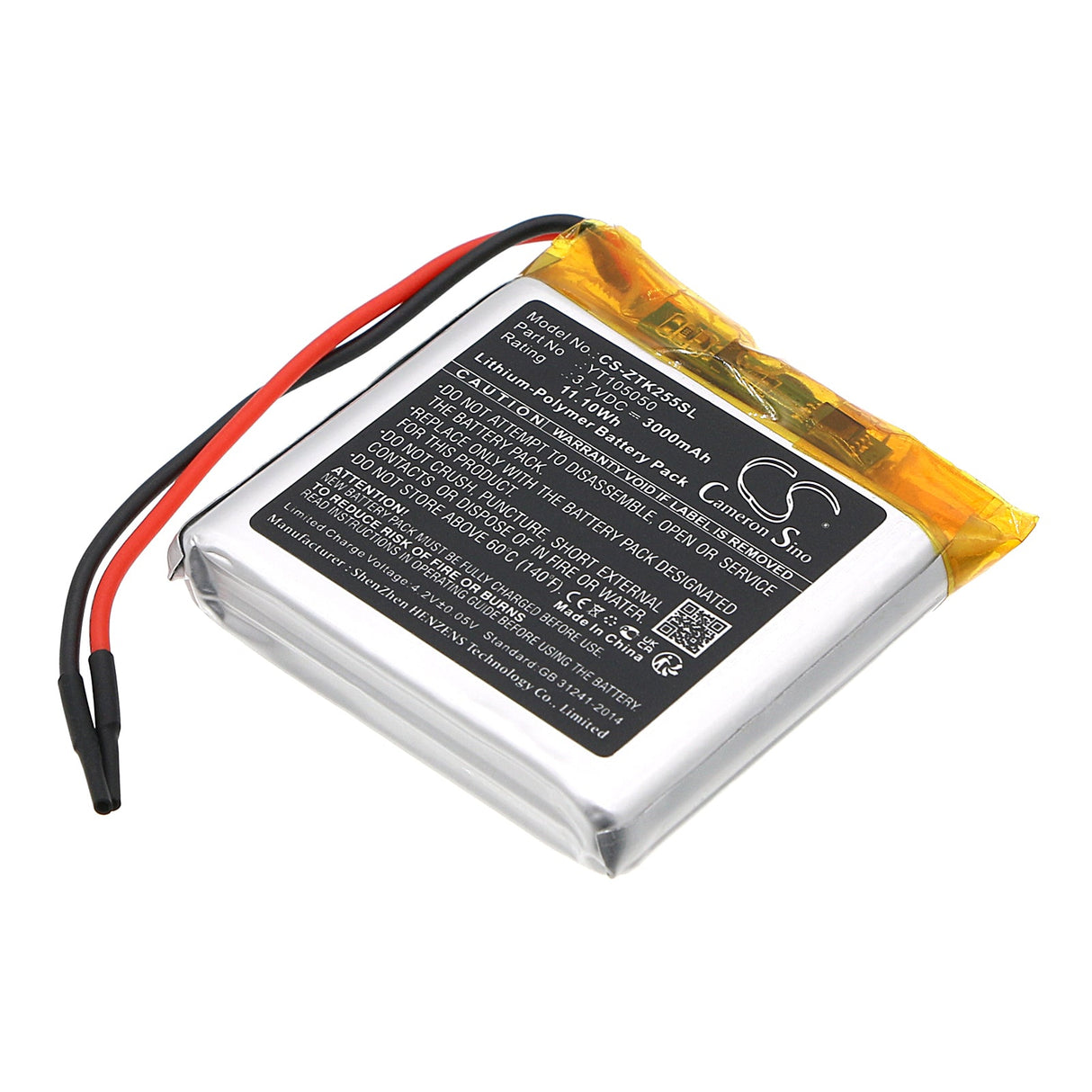 3.7V, Li-Polymer, 3000mAh, Batterie d'équipement convient à Zkteco, Aqd-v43-w, Multifonctionnel Air Quality De, 11.1Wh Équipement, Enquête, Test Cameron Sino Technology Limited
