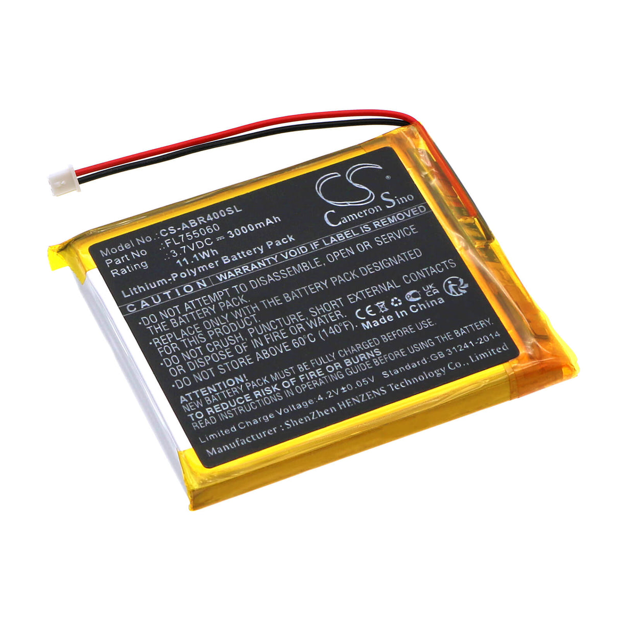 3,7V, Li-Polymer, 3000mAh, batterie de console de jeu compatible avec Anbernic, Fl755060, Rg405m, Rg40xx, 11.1Wh Console de jeu Cameron Sino Technology Limited