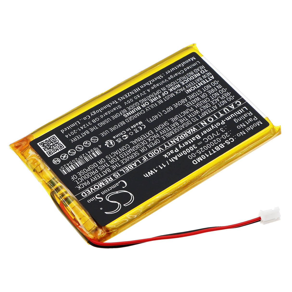 3.7V, Li-Polymer, 3000mAh, Medical battery fits Bistos, 20-0200025-00, Bt-710 Pulse Oximeter, 11.1Wh Medical Cameron Sino Technology Limited (Medical)
