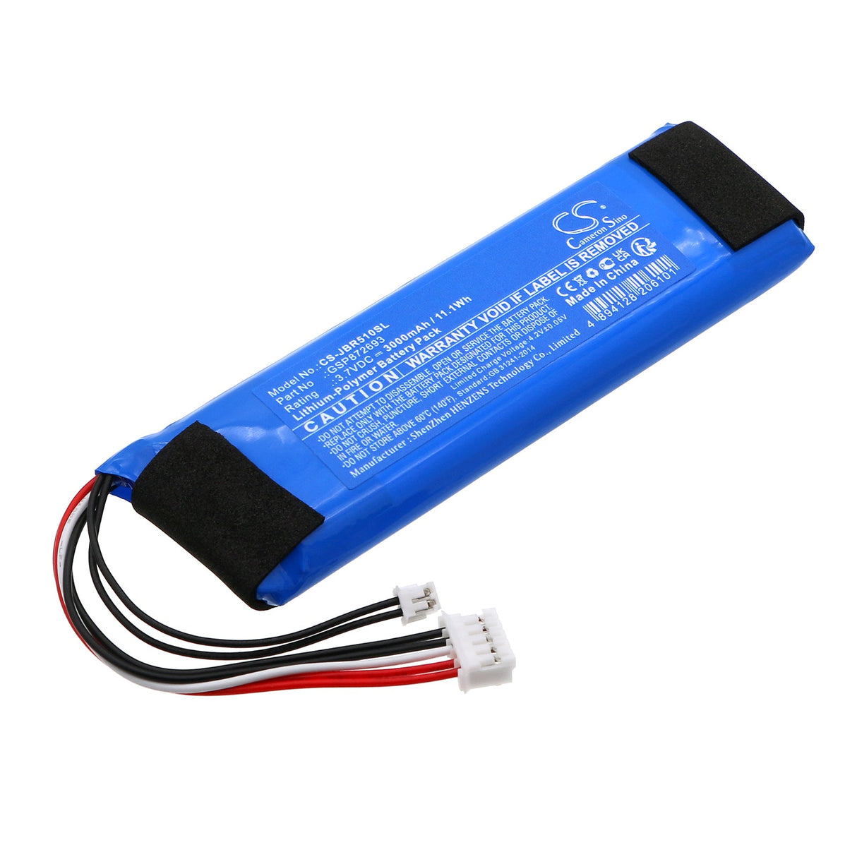 3.7V, Li-Polymer, 3000mAh, Batterie de haut-parleur compatible avec Jbl, Bar 5.1, 11.1Wh Haut-parleur Cameron Sino Technology Limited
