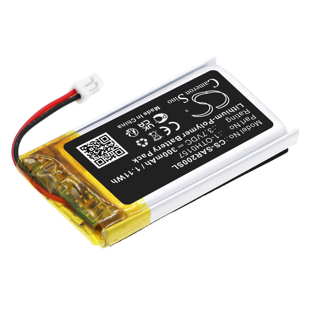 3.7v, Li-polymer, 300mah, Headset Battery Fits Samson Micro Ar2 Receiver, Swar2 Airline, 1.11wh Wireless Headset Cameron Sino Technology Limited