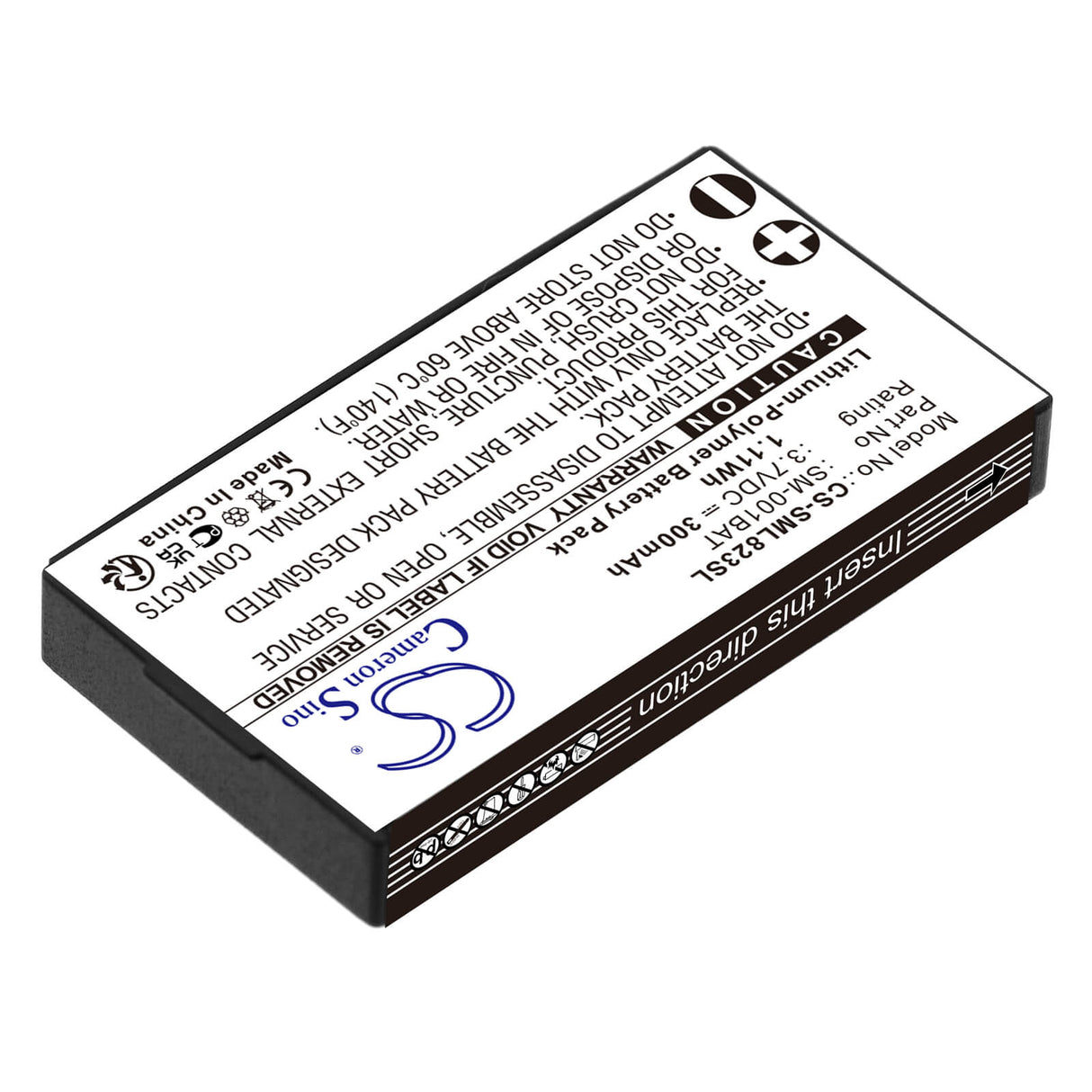 3.7V, Li-Polymer, 300mAh, Headset battery fits Simolio, Sm-001bat, Sm-823, Sm-823d, 1.11Wh Wireless Headset Cameron Sino Technology Limited