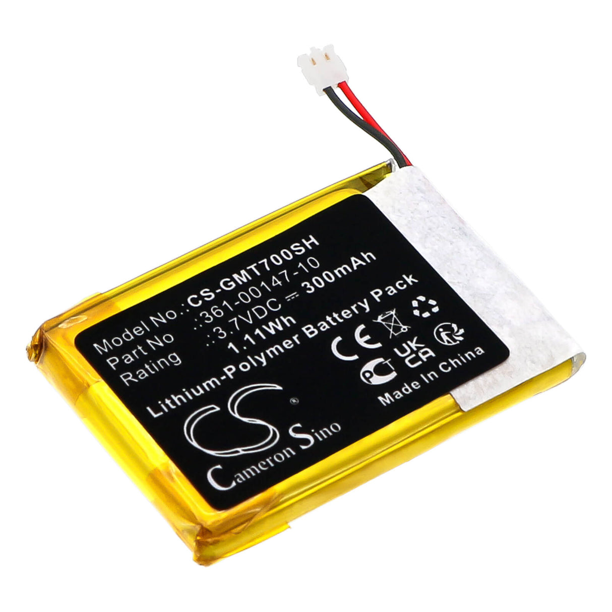 3.7V, Li-Polymer, 300mAh, Smartwatch battery fits Garmin, 361-00147-10, Fenix 7x, Tactix 7, 1.11Wh Smartwatch Cameron Sino Technology Limited