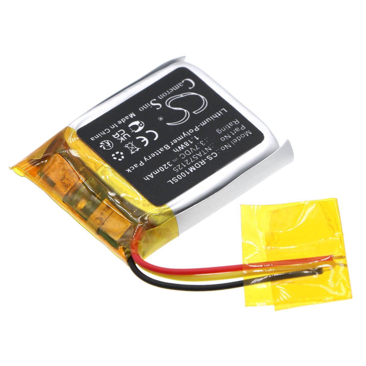 3.7V, Li-Polymer, 320mAh, Headset battery fits Rode, Nta572125, Go Receiver, Go Transmitter, 1.18Wh Wireless Headset Cameron Sino Technology Limited