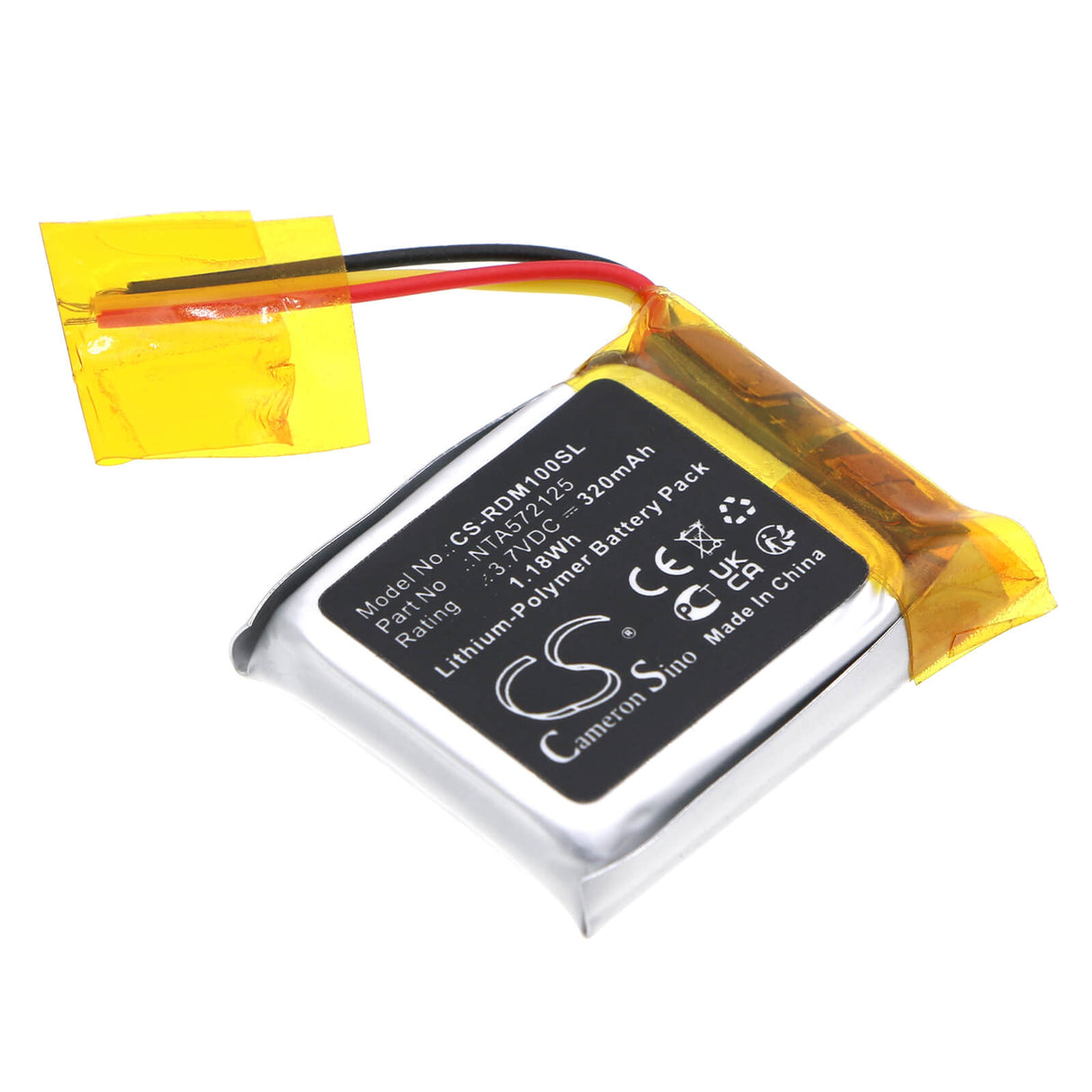 3.7V, Li-Polymer, 320mAh, Headset battery fits Rode, Nta572125, Go Receiver, Go Transmitter, 1.18Wh Wireless Headset Cameron Sino Technology Limited