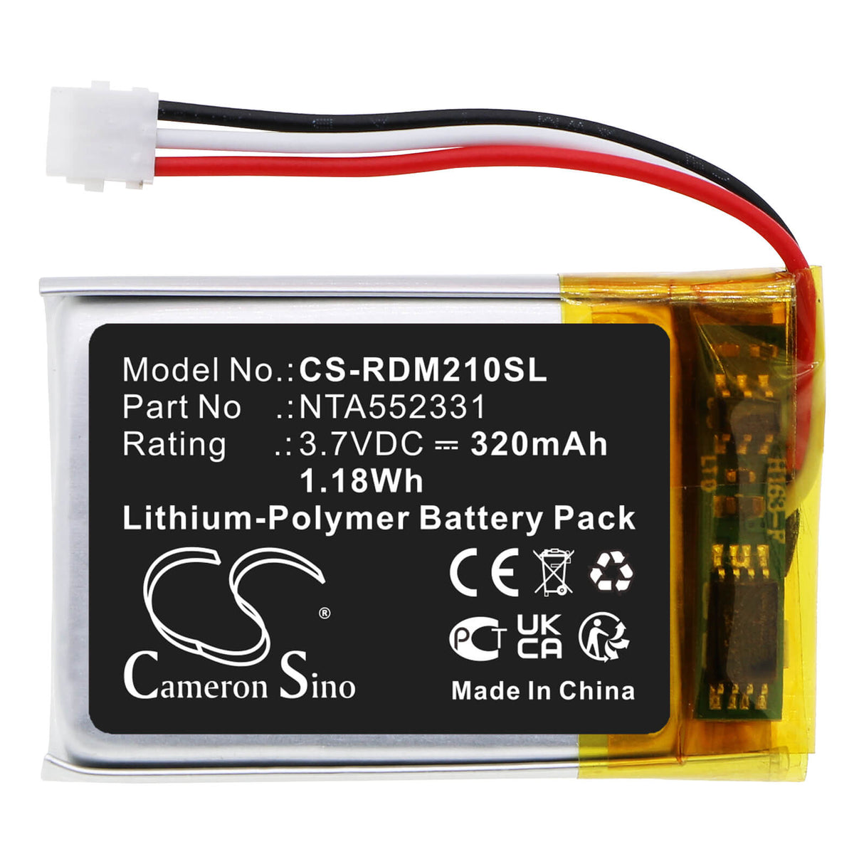3.8V, Li-Polymer, 380mAh, Headset battery fits Rode, 0442-0053-01, Wireless Go Ii, 1.44Wh Wireless Headset Cameron Sino Technology Limited