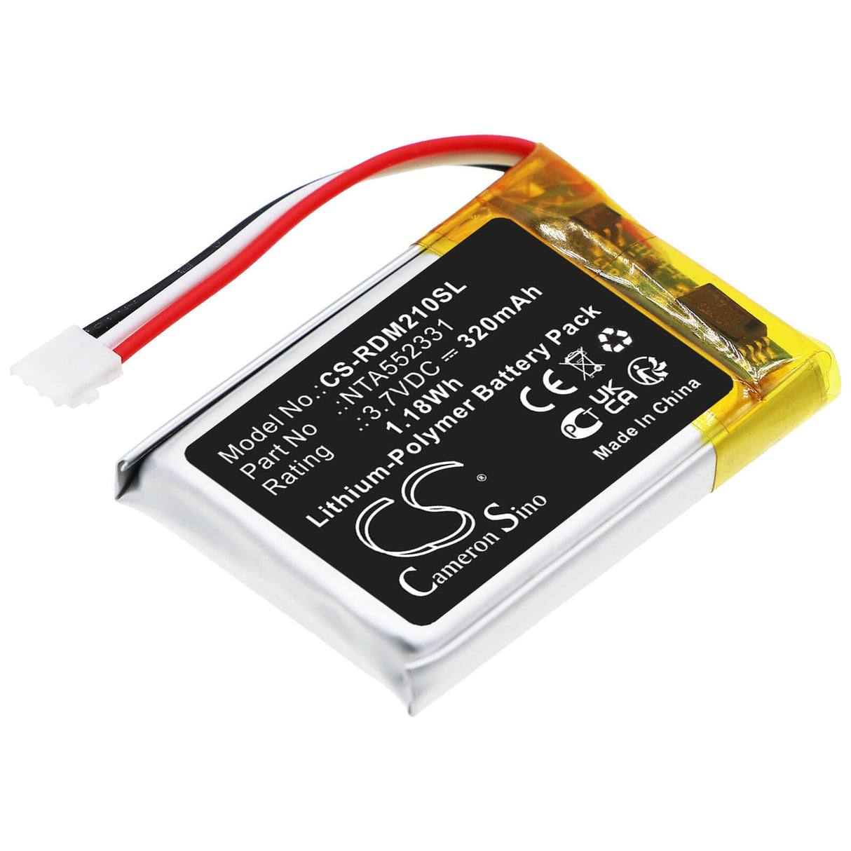 3.8V, Li-Polymer, 380mAh, Headset battery fits Rode, 0442-0053-01, Wireless Go Ii, 1.44Wh Wireless Headset Cameron Sino Technology Limited