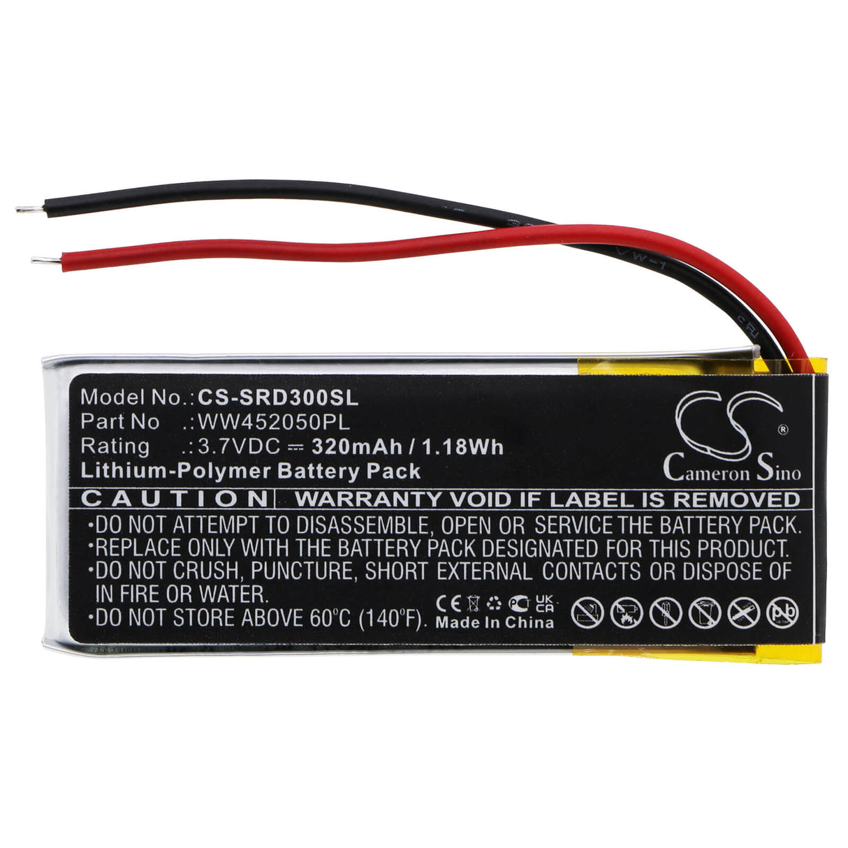 3.7V, Li-Polymer, 320mAh, Headset battery fits Scala Rider, Cardo, Ww452050pl, Q1, Q3, 1.18Wh Wireless Headset Cameron Sino Technology Limited