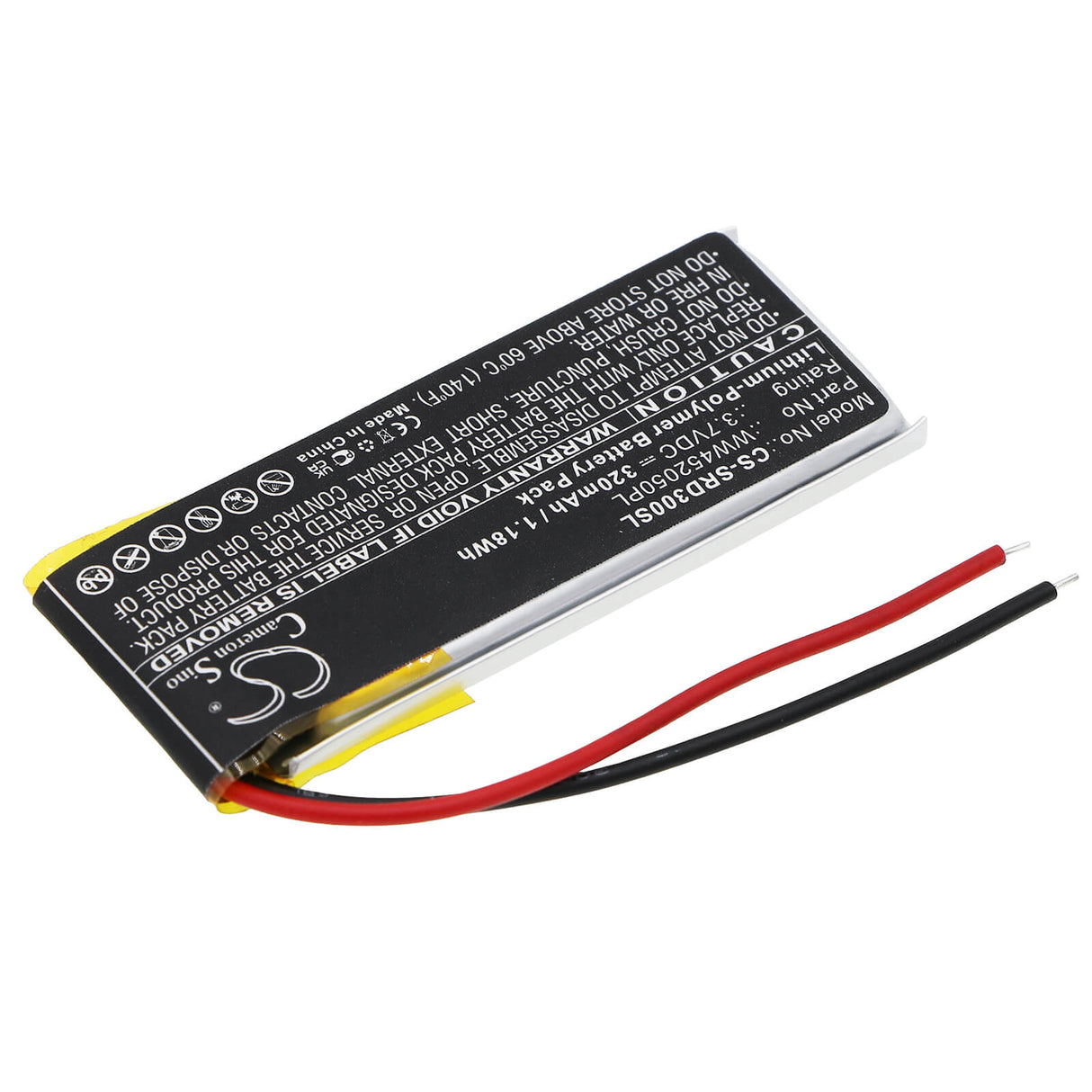 3.7V, Li-Polymer, 320mAh, Headset battery fits Scala Rider, Cardo, Ww452050pl, Q1, Q3, 1.18Wh Wireless Headset Cameron Sino Technology Limited
