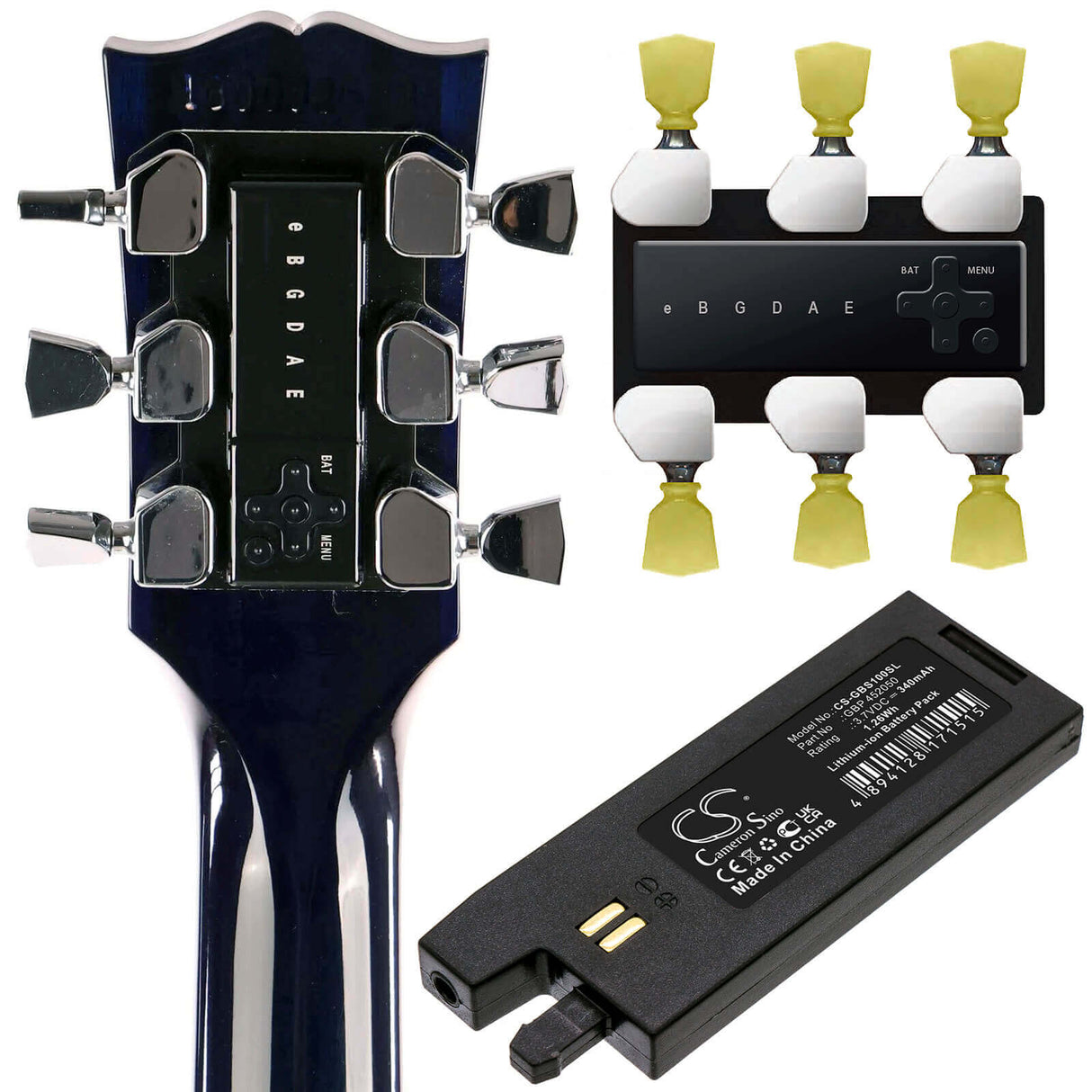 3.7V, Li-Polymer, 340mAh, Electronic Tuner battery fits Gibson, Gbp 452050, Gforce, G-force Auto-tuner, 1.26Wh Electronic Tuner Cameron Sino Technology Limited (Suspended)