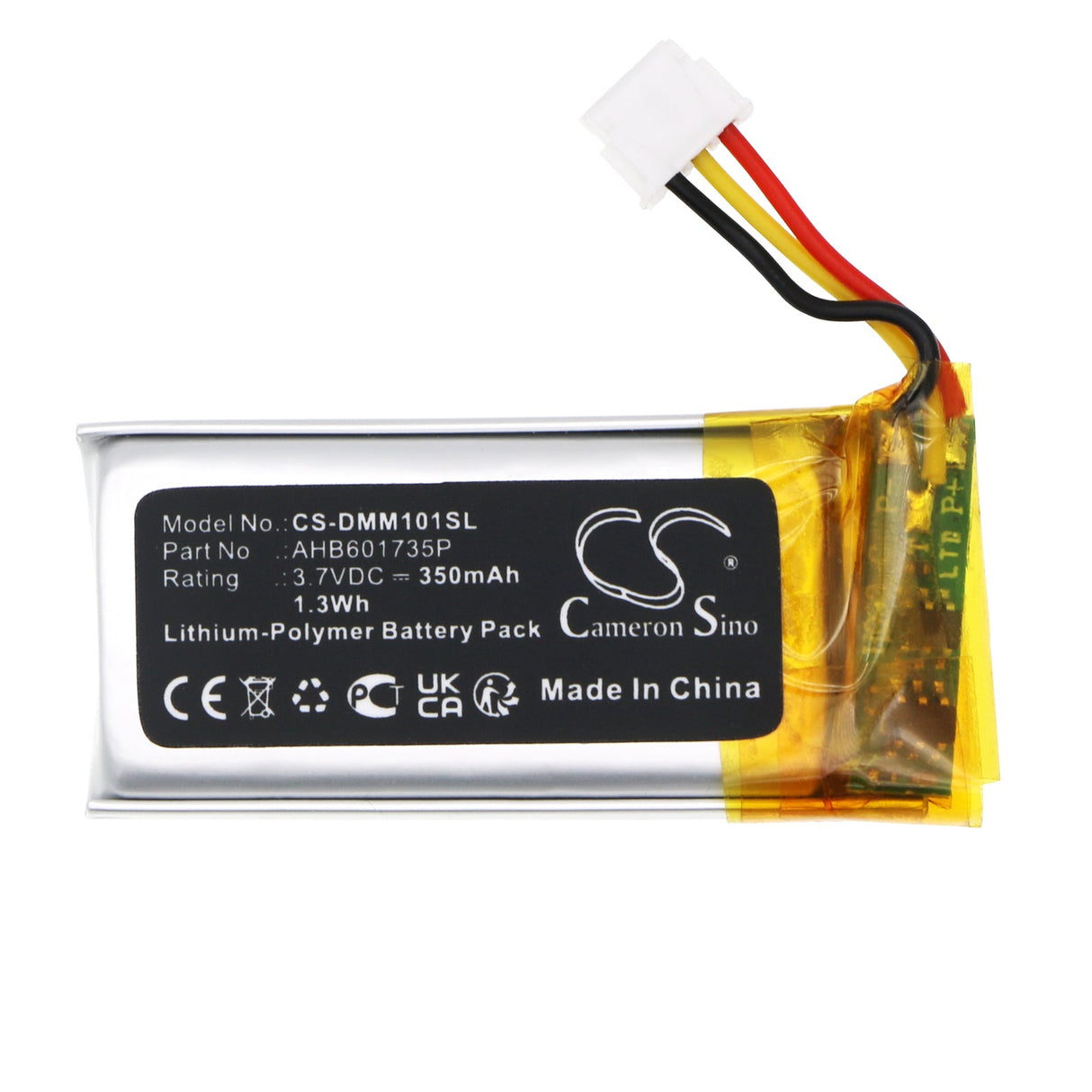 3,7V, Li-Polymer, 350mAh, Batterie de haut-parleur compatible avec Divoom, Ditoomic (Pour Micro), Fairy-ok (Pour Micro), 1,3Wh Haut-parleur Cameron Sino Technology Limited