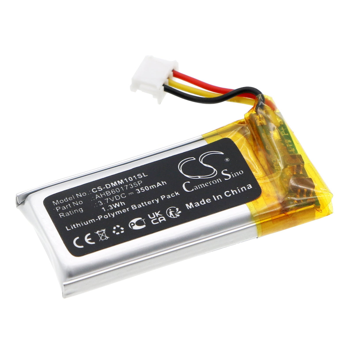 3,7V, Li-Polymer, 350mAh, Batterie de haut-parleur compatible avec Divoom, Ditoomic (Pour Micro), Fairy-ok (Pour Micro), 1,3Wh Haut-parleur Cameron Sino Technology Limited