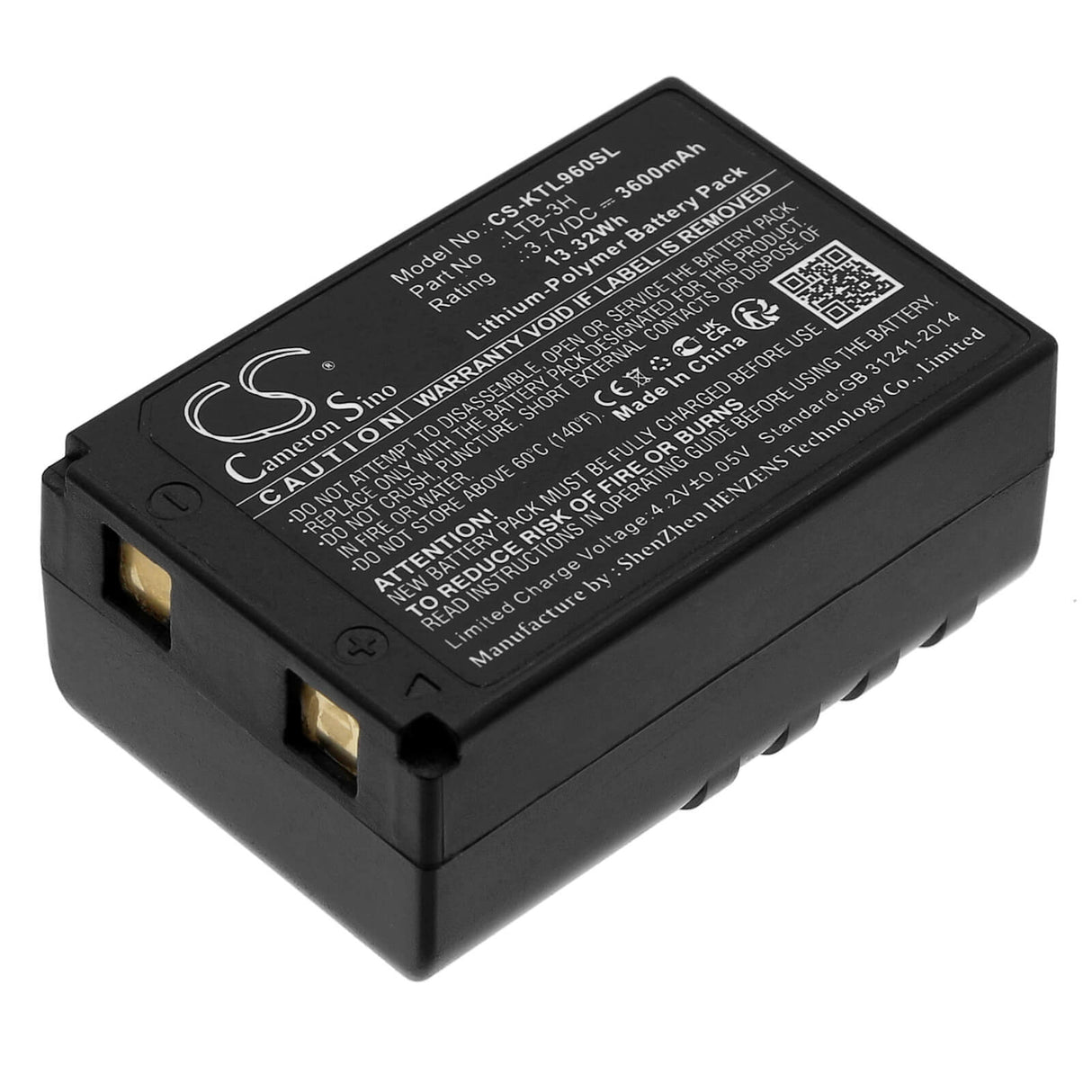 3,7V, Li-Polymère, 3600mAh, Batterie d'équipement compatible avec Muratec Kds, Ltb-3h, ATL-46, Atl-46rg, 13,32Wh Équipement, Enquête, Test Cameron Sino Technology Limited