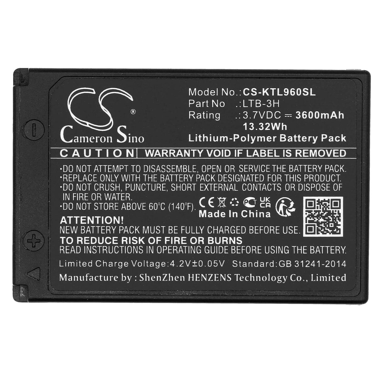 3,7V, Li-Polymère, 3600mAh, Batterie d'équipement compatible avec Muratec Kds, Ltb-3h, ATL-46, Atl-46rg, 13,32Wh Équipement, Enquête, Test Cameron Sino Technology Limited