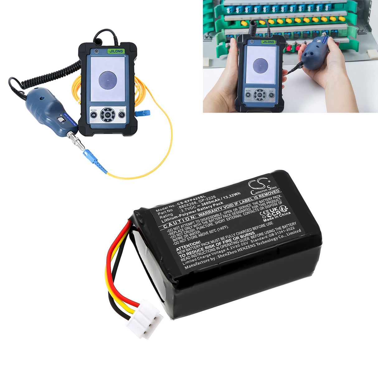 3,7V, Li-Polymère, 3600mAh, Équipement, Enquête, Batterie de test compatible avec Exfo, Fip-425b, Fip-435b, 13.32Wh Équipement, Enquête, Test Cameron Sino Technology Limited