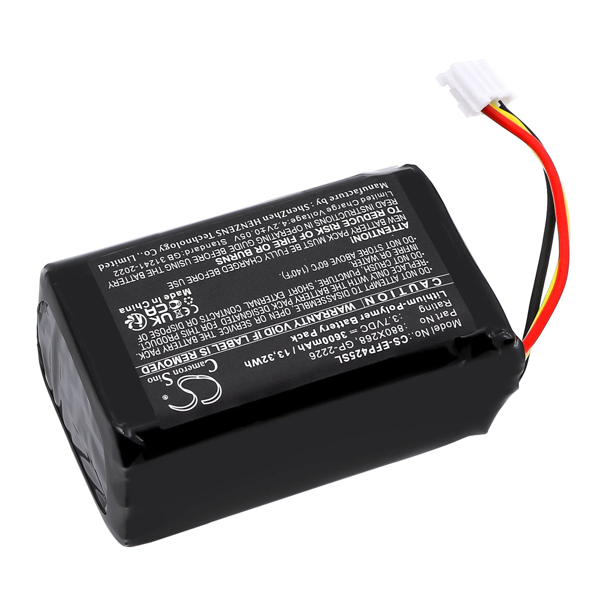 3,7V, Li-Polymère, 3600mAh, Équipement, Enquête, Batterie de test compatible avec Exfo, Fip-425b, Fip-435b, 13.32Wh Équipement, Enquête, Test Cameron Sino Technology Limited
