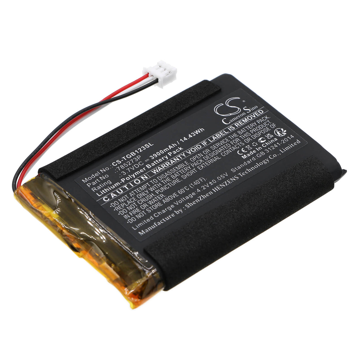 3.7V, Li-Polymer, 3900mAh, Speaker battery fits Tigermedia, 1233, Tigerbox Touch, 14.43Wh Speaker Cameron Sino Technology Limited