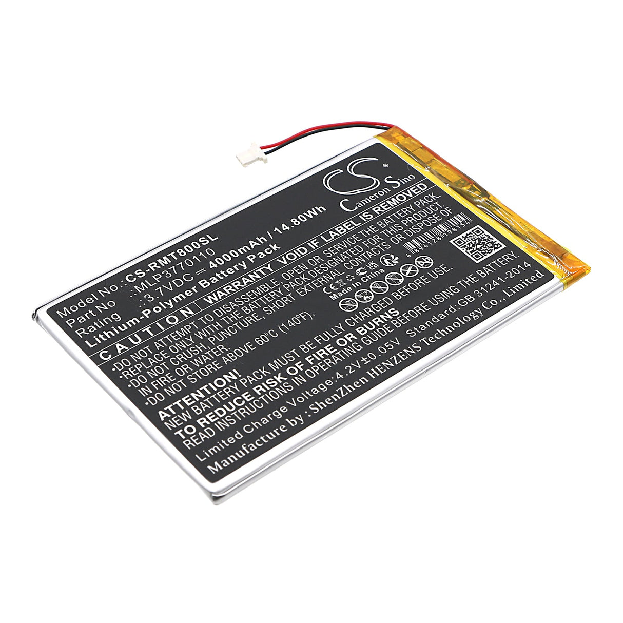 3,7V, Li-Polymère, 4000mAh, batterie GPS compatible avec Rand Mcnally, Mlp3770110, Tnd-t80a, Tnd-t80b, 14,8Wh GPS, Navigator Cameron Sino Technology Limited