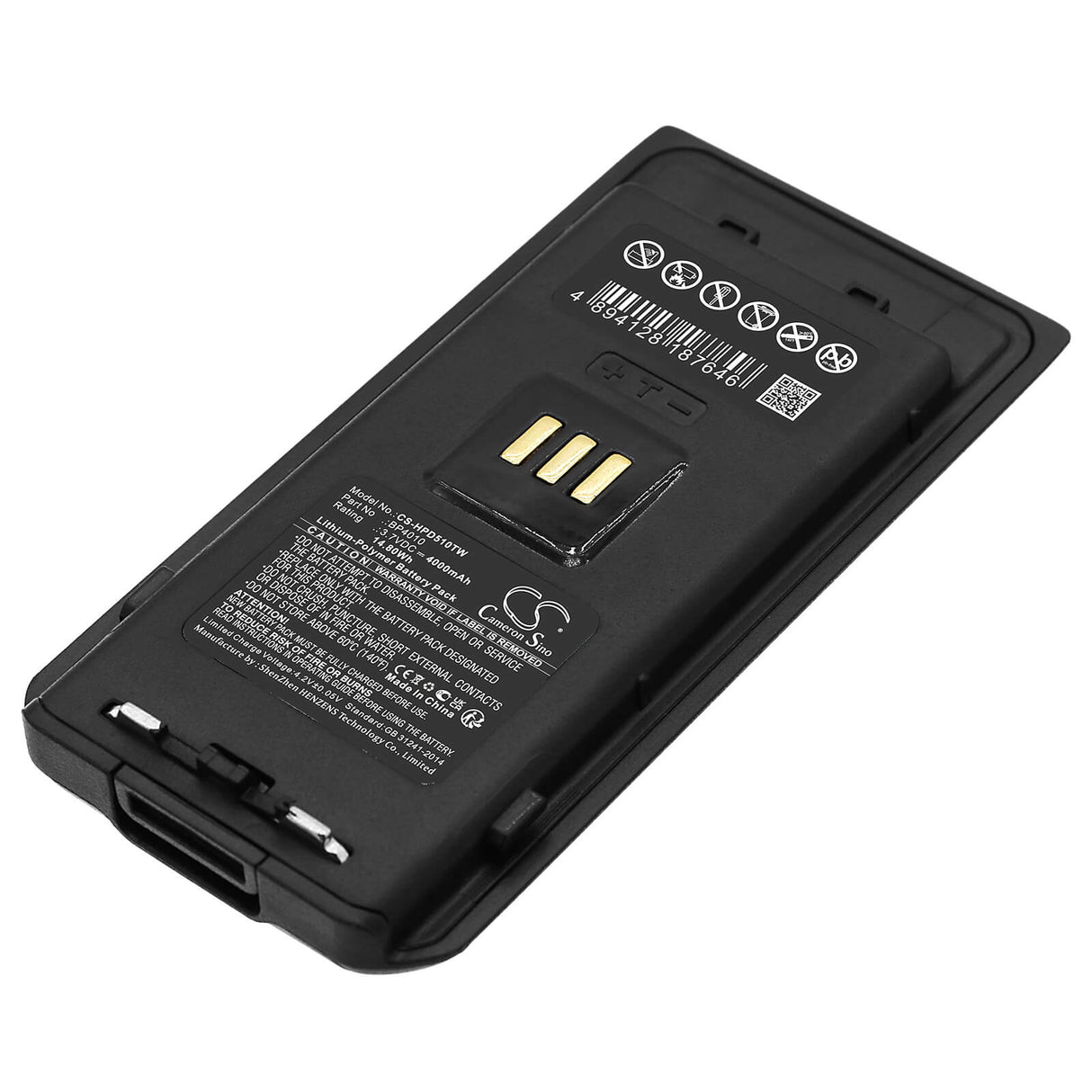 3.7V, Li-Polymer, 4000mAh, Two-Way Radio battery fits Hytera, Bp4010, Ap510, Ap515, 14.8Wh Two-Way Radio Cameron Sino Technology Limited