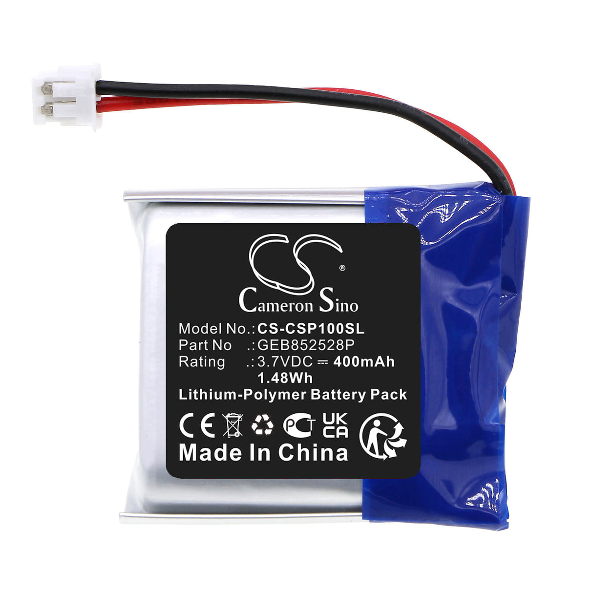 3.7V, Li-Polymer, 400mAh, Headset battery fits Conversor, Cnprov1bat, Pro Receiver, Pro Transmitter, 1.48Wh Wireless Headset Cameron Sino Technology Limited