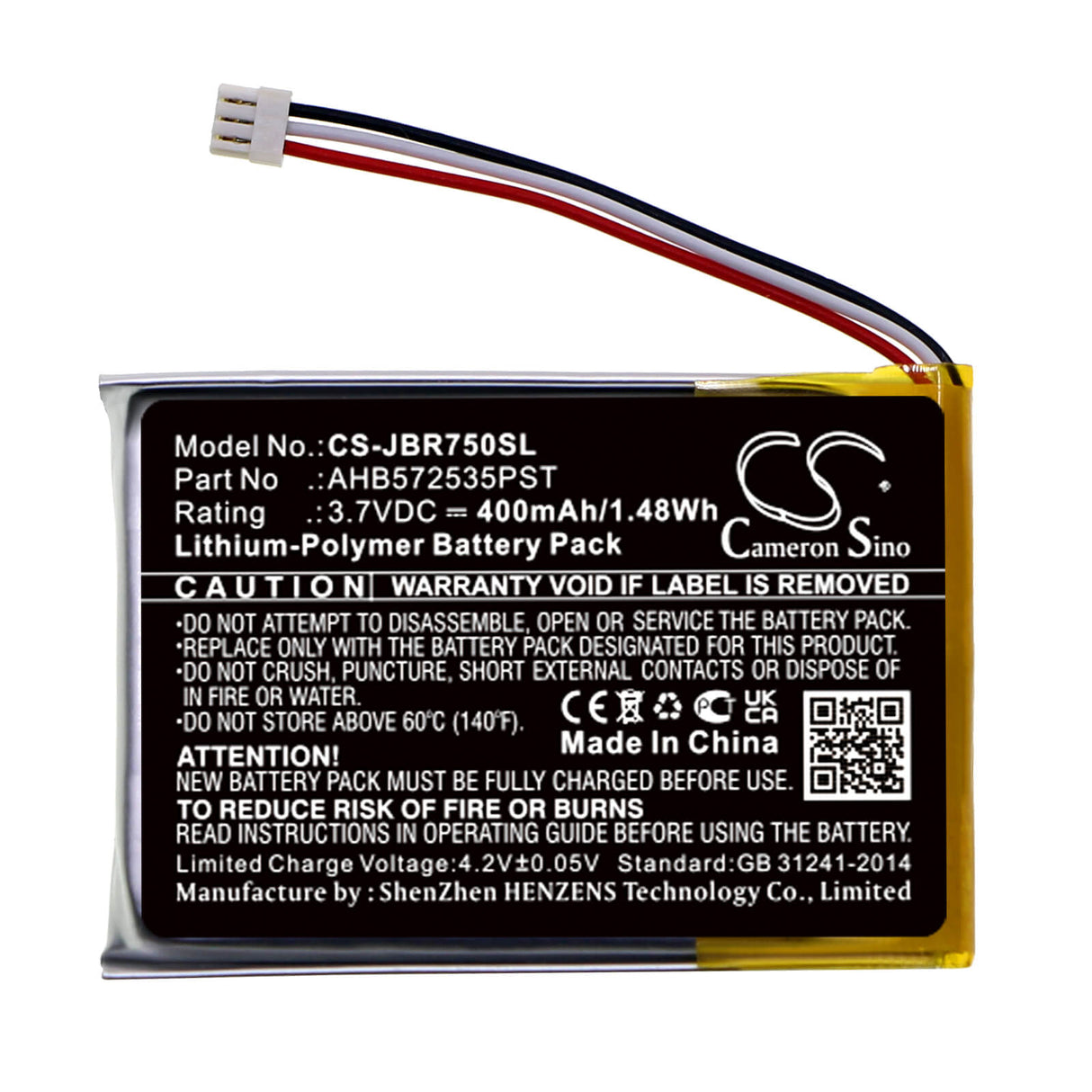 3.7v, Li-polymer, 400mah, Headset Battery Fits Jabra, Evolve 75, 1.48wh Wireless Headset Cameron Sino Technology Limited