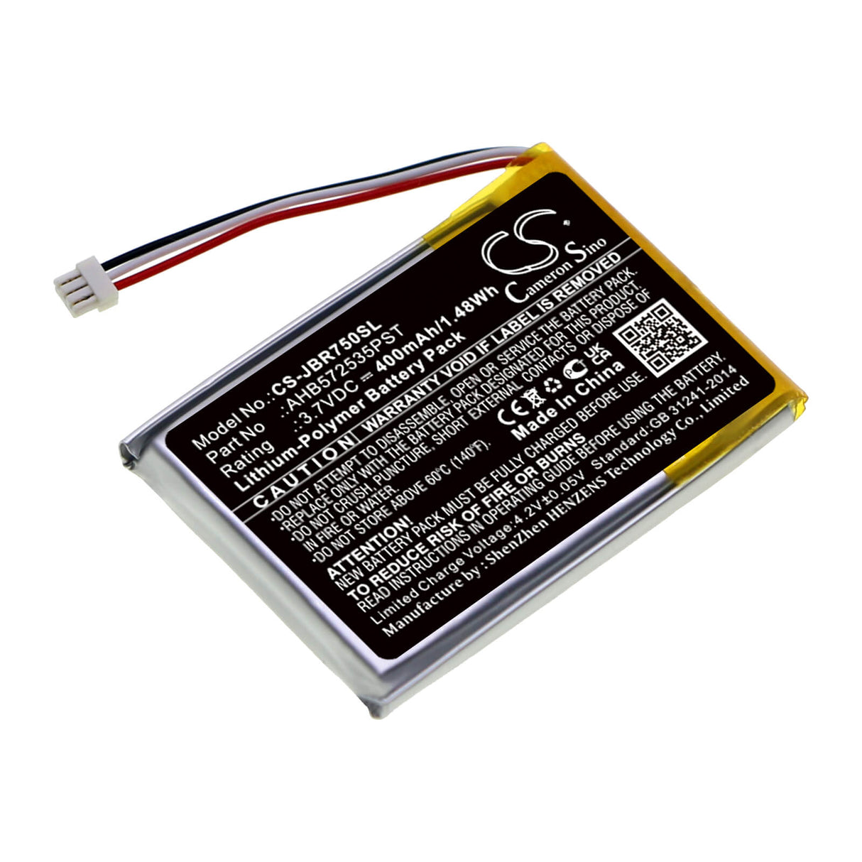 3.7v, Li-polymer, 400mah, Headset Battery Fits Jabra, Evolve 75, 1.48wh Wireless Headset Cameron Sino Technology Limited