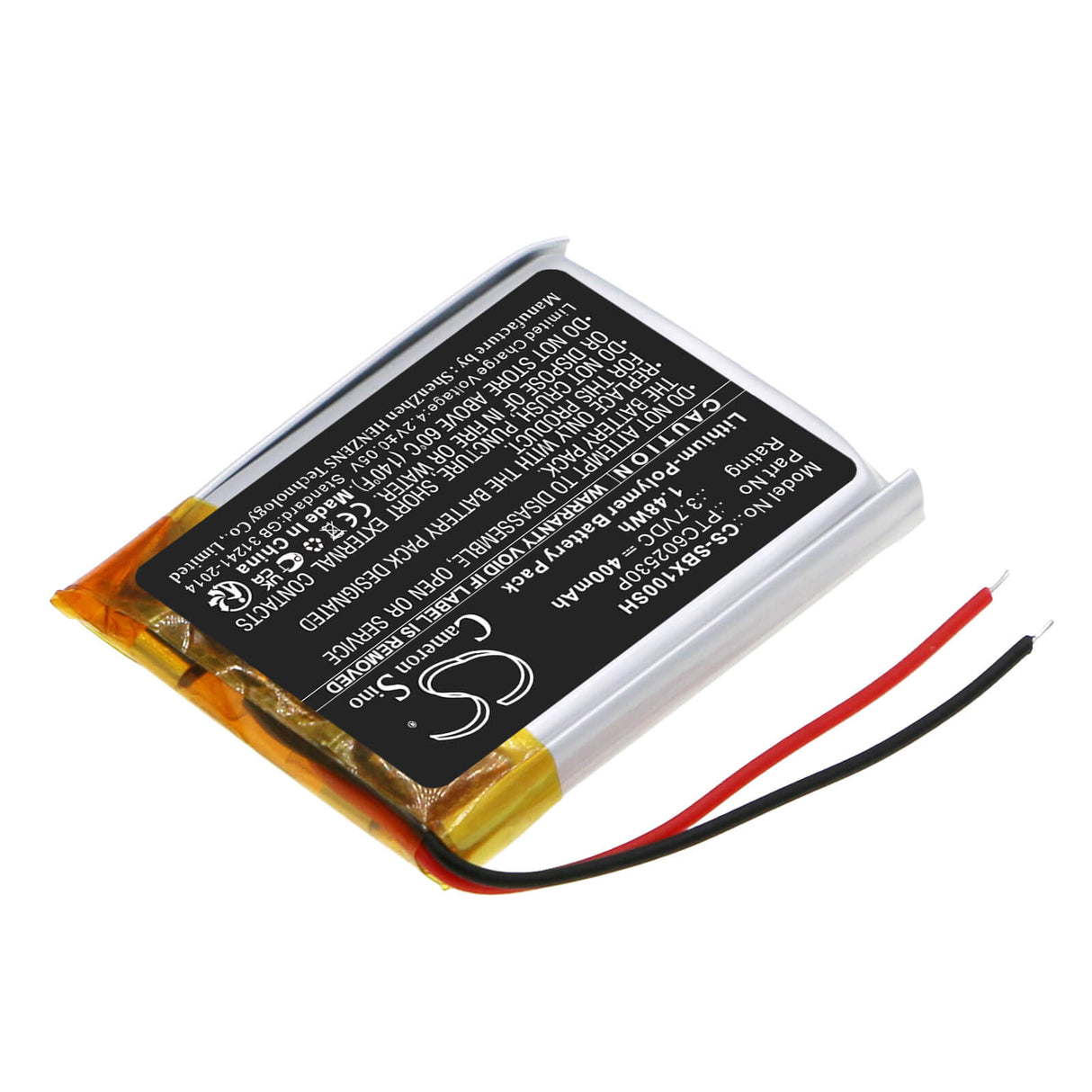 3.7V, Li-Polymer, 400mAh, Smartwatch battery fits Suunto, Ptc602530p, X10 Gps Watch, X10 Military Gps Watch, 1.48Wh Smartwatch Cameron Sino Technology Limited