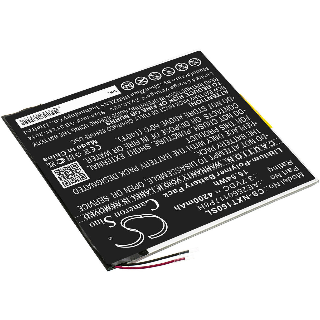 3.7V, Li-Polymer, 4200mAh, Tablet battery fits Nextbook, Ae2560117p8h, Ares 10a, Nx16a10132sps, 15.54Wh Tablet Cameron Sino Technology Limited