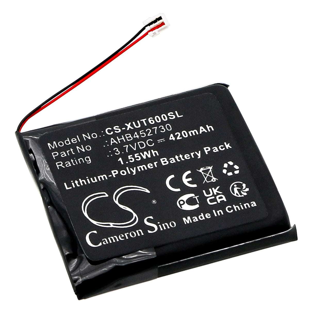 3,7V, Li-Polymère, 420mAh, batterie pour Émetteurs et Récepteur compatible avec Xvive, Récepteur Microphone Sans Fil U6, 1,55Wh Émetteurs et Récepteur Cameron Sino Technology Limited