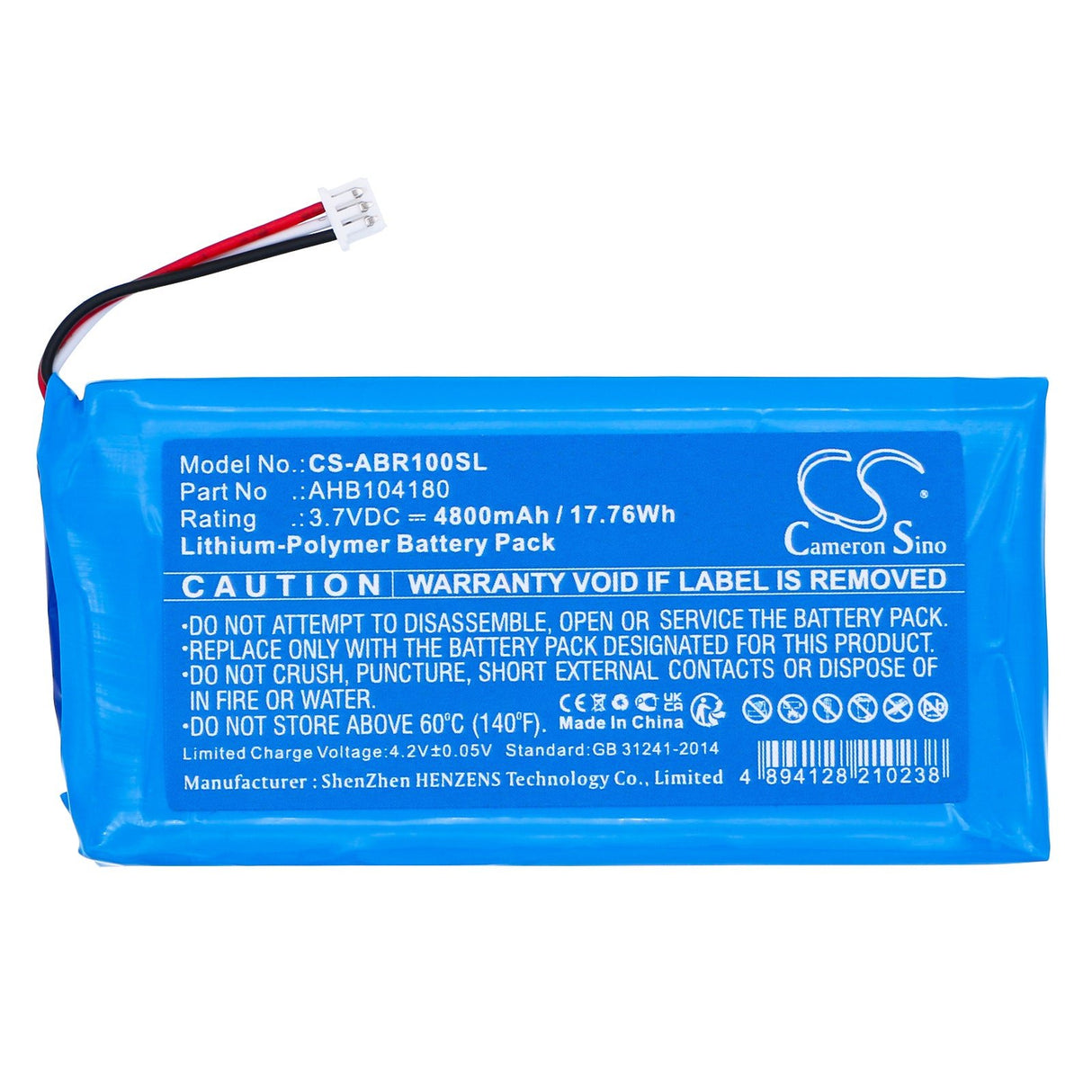 3,7V, Li-Polymère, 4800mAh, batterie de console de jeu compatible avec Anbernic, Ahb104180, Rg Cube, Rg Cube Retro, 17,76Wh Console de jeu Cameron Sino Technology Limited