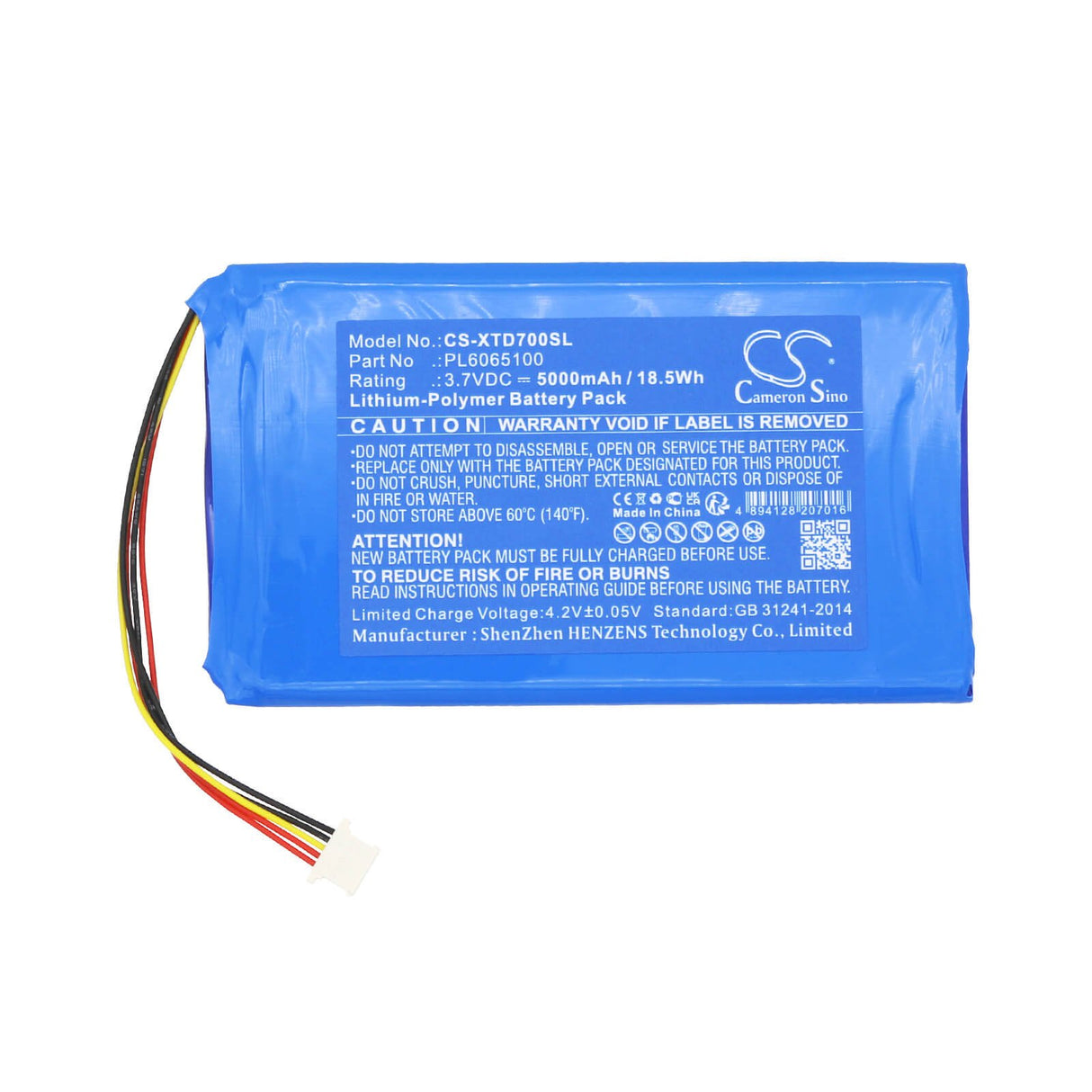 3.7V, Li-Polymer, 5000mAh Diagnostic Scanner Battery fits Xtool, Autopropad Basic Key Programme, D7 Bt, 18.5Wh Diagnostic Scanner Cameron Sino Technology Limited