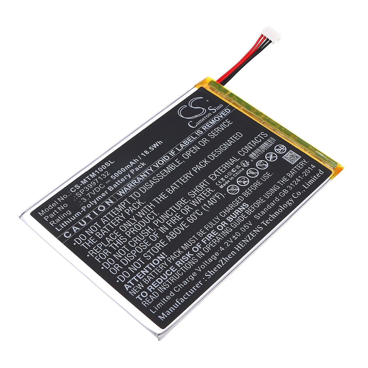 3.7V, Li-Polymer, 5000mAh, Tablet battery fits Micros, Mtablet, 18.5Wh Tablet Cameron Sino Technology Limited
