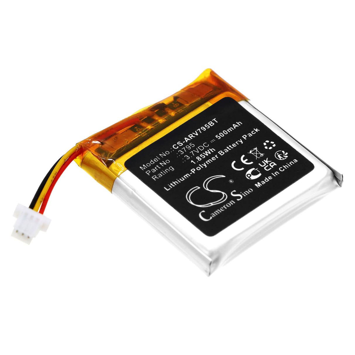 3.7v, Li-polymer, 500mah, Battery Fits Alarm.com, Video Doorbell, 1.85wh Home Security Camera Cameron Sino Technology Limited