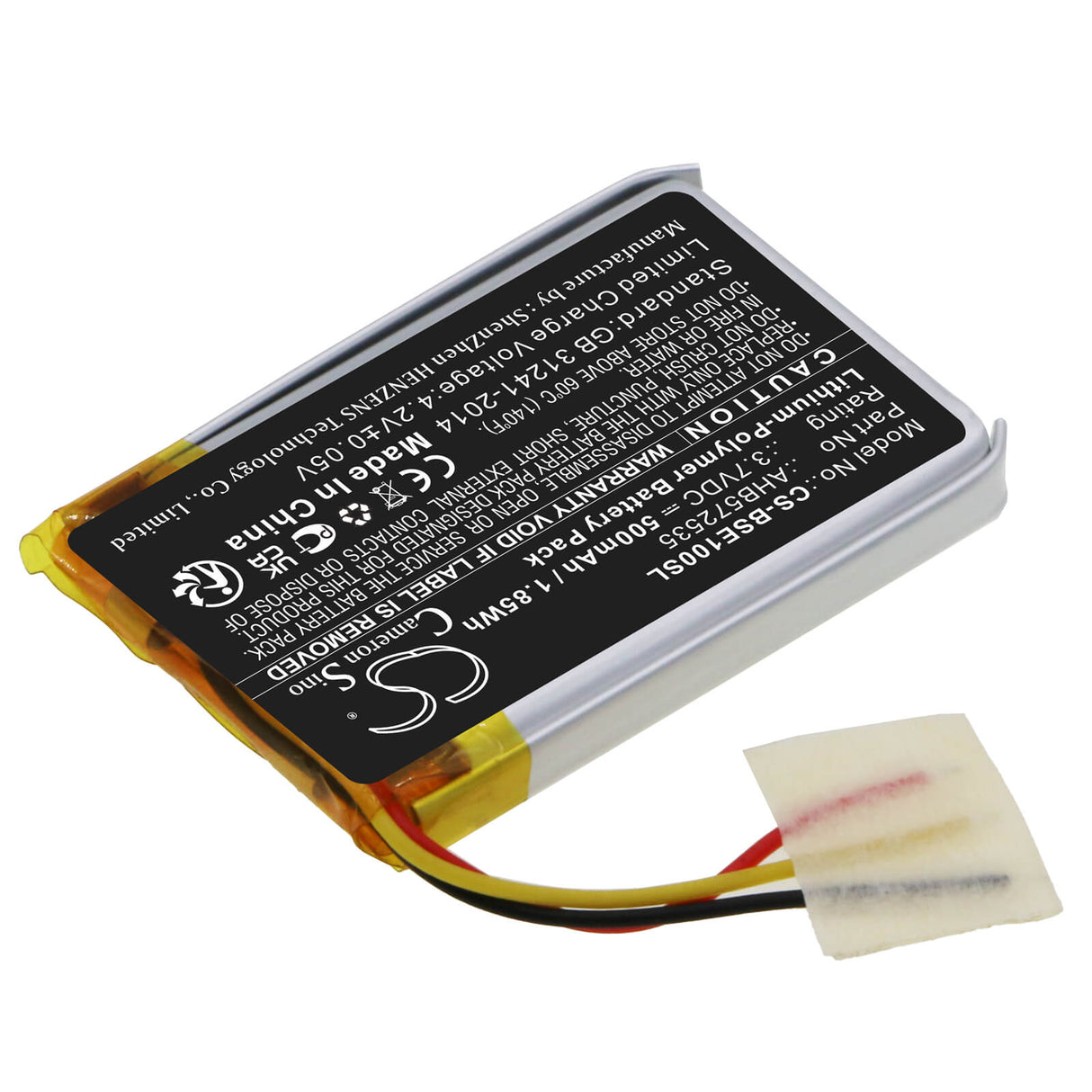 3.7V, Li-Polymer, 500mAh, Headset battery fits Bose, Ahb572535, Sport Earbuds Charging Base, 1.85Wh Wireless Headset Cameron Sino Technology Limited