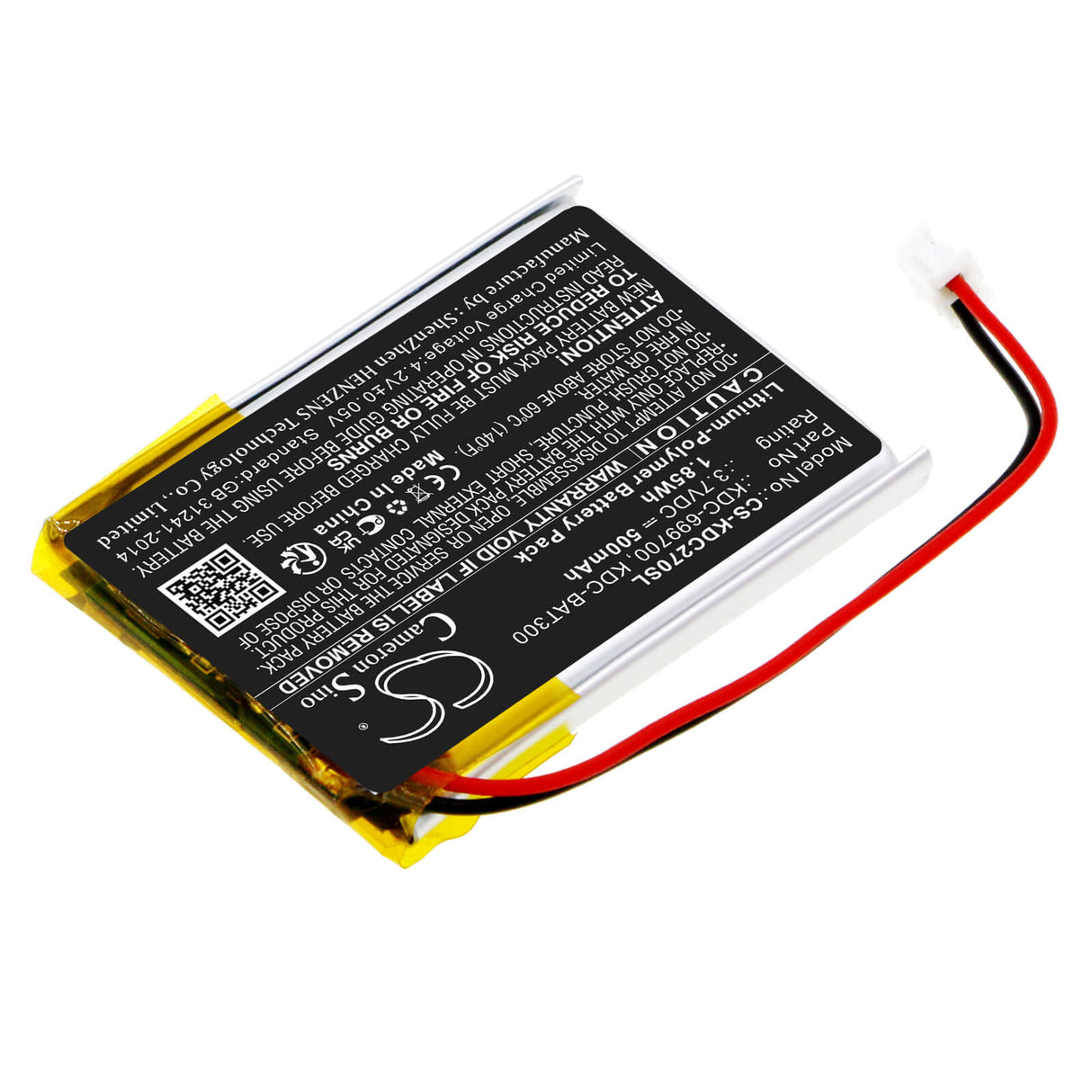 3.7v, Li-polymer, 500mah, Barcode Scanner Battery Fits Koamtac Kdc270, Kdc280, Kdc30, 1.85wh Barcode Scanner Cameron Sino Technology Limited