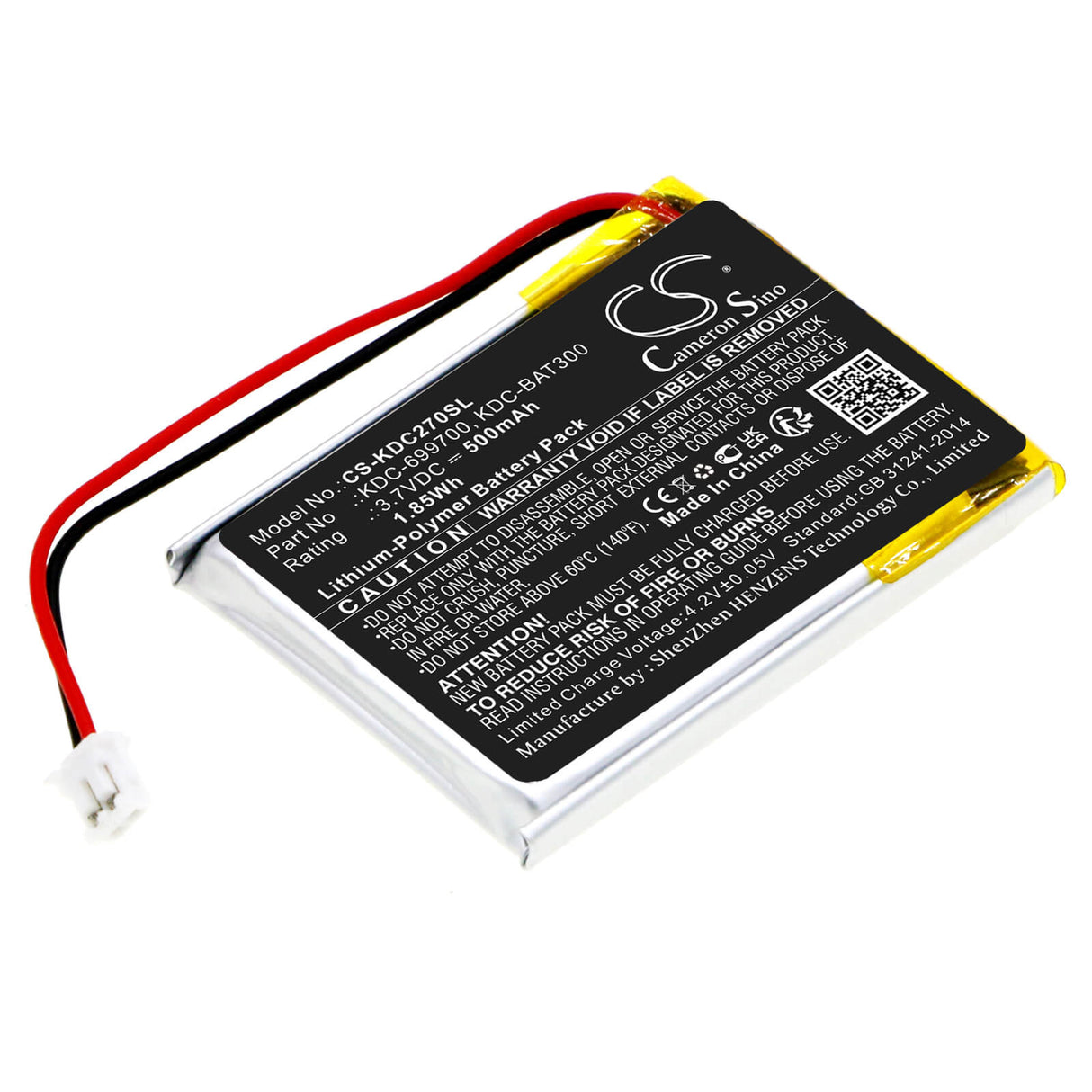 3.7v, Li-polymer, 500mah, Barcode Scanner Battery Fits Koamtac Kdc270, Kdc280, Kdc30, 1.85wh Barcode Scanner Cameron Sino Technology Limited