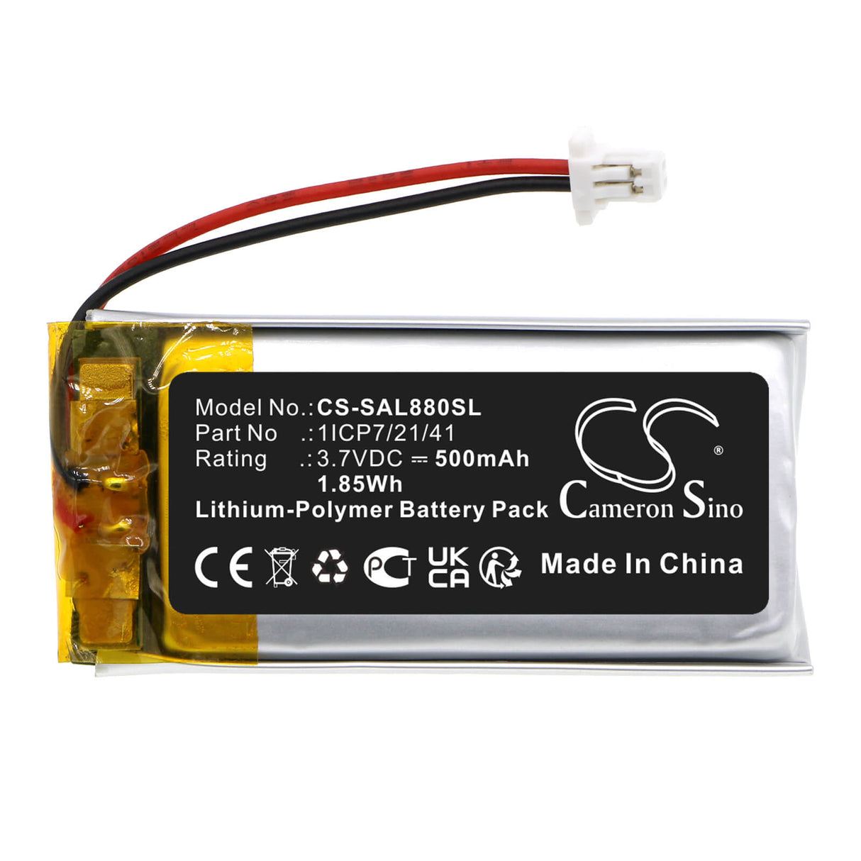 3.7v, Li-polymer, 500mah, Headset Battery Fits Samson, Airline 88 Fitness, 1.85wh Wireless Headset Cameron Sino Technology Limited