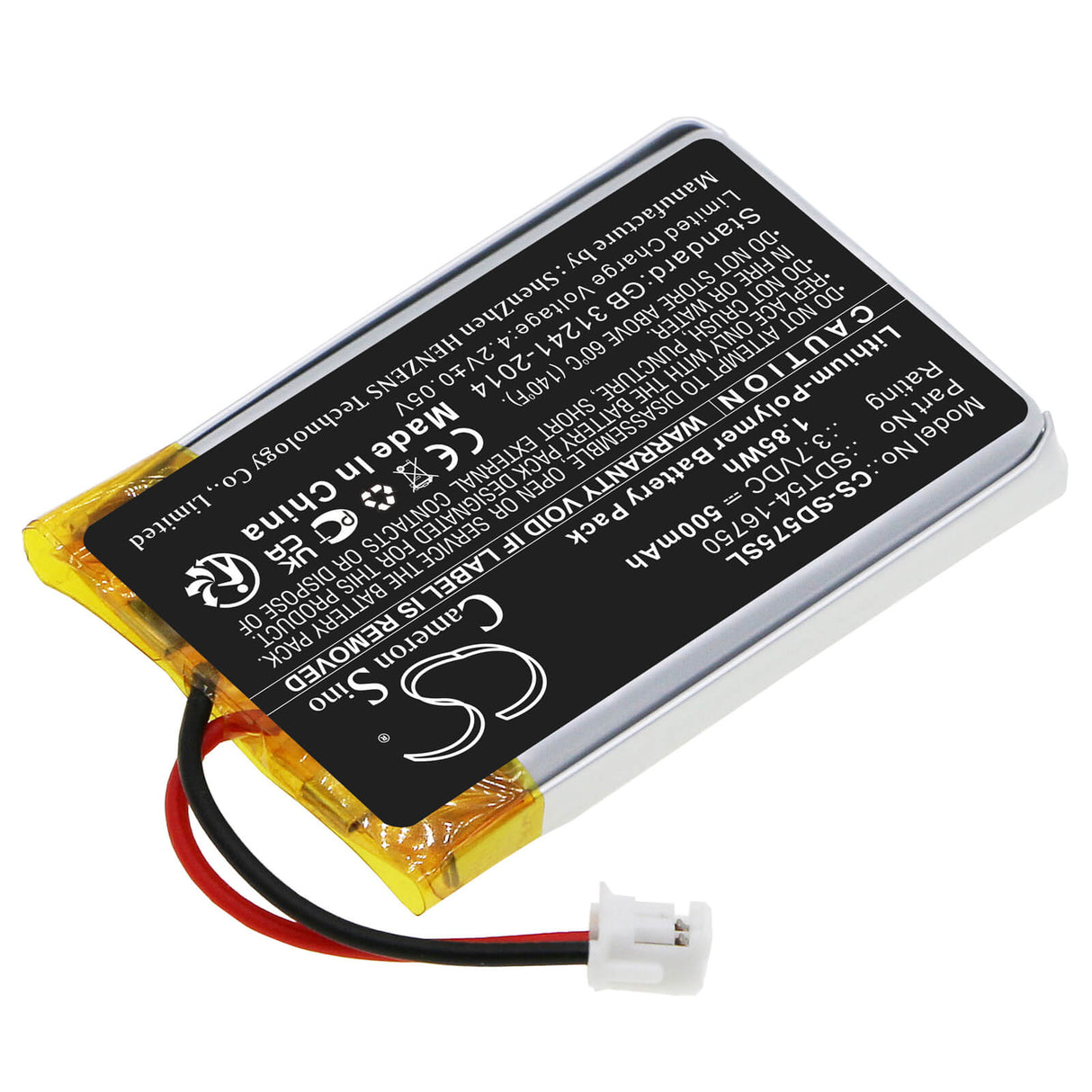 3.7V, Li-Polymer, 500mAh, Dog Collar battery fits Sportdog, Sdt54-16750, Sd-575, Sd-575e, 1.85Wh Dog Collar Cameron Sino Technology Limited