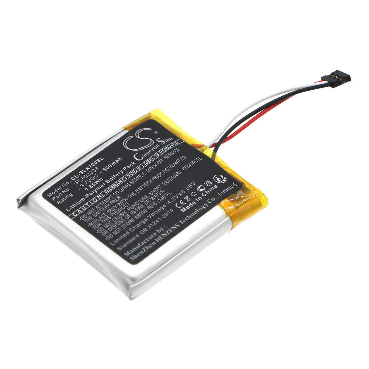 3.7V, Li-Polymer, 500mAh, Batterie de casque s'adapte à Steelseries, Pl603033, Arctis Nova 7p, Arctis Nova 7x, 1.85Wh Casque sans fil Cameron Sino Technology Limited