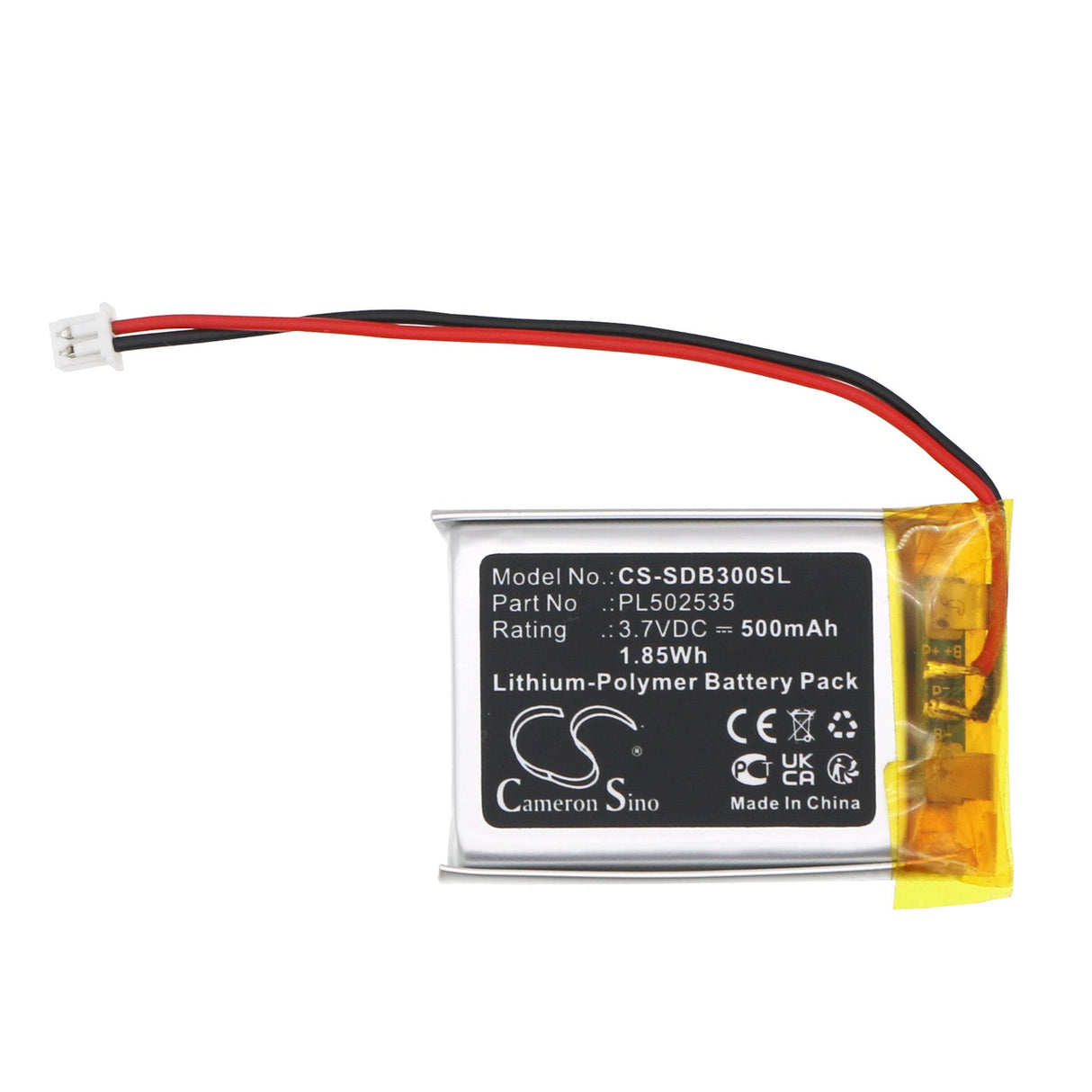 3.7V, Li-Polymer, 500mAh Home Security Camera Battery fits Simplisafe, Ssdb3, U9k-db3000, 1.85Wh Home Security Camera Cameron Sino Technology Limited