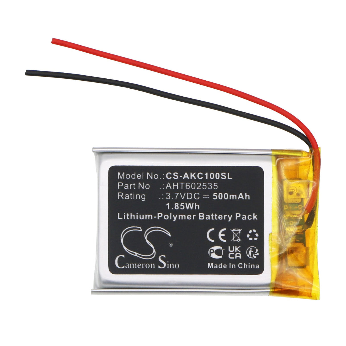 3.7V, Li-Polymer, 500mAh Robot Battery fits Anki, Cozmo Robot, Vector Robot, 1.85Wh Robot Cameron Sino Technology Limited