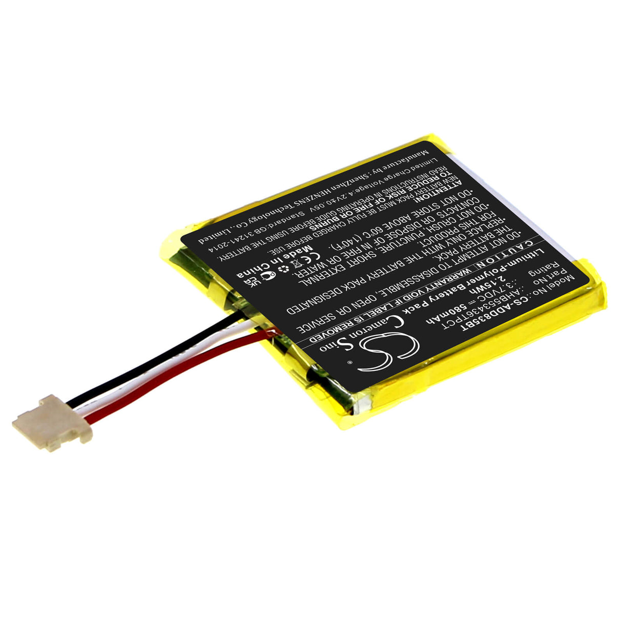 3.7v, Li-polymer, 580mah, Home Security Camera Battery Fits Adt Dbc835, Dbc835-v2, 2.15wh Home Security Camera Cameron Sino Technology Limited