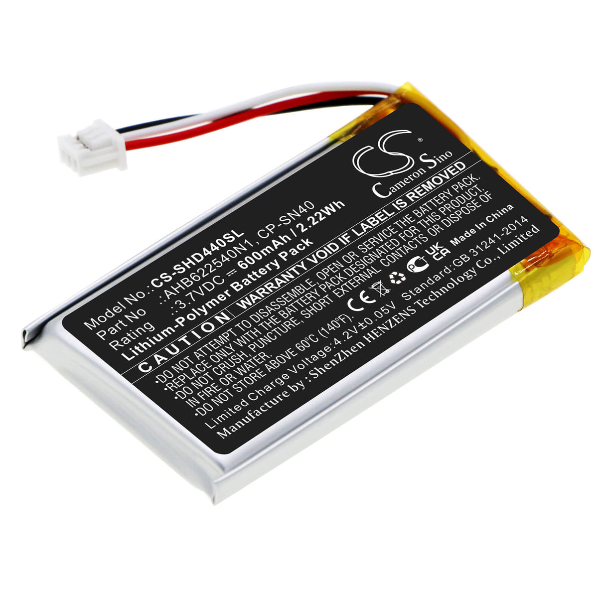 3.7v, Li-polymer, 600mah, Headset Battery Fits Sennheiser Hd 4.40 Bt, Hd 4.50btnc, 2.22wh Wireless Headset Cameron Sino Technology Limited